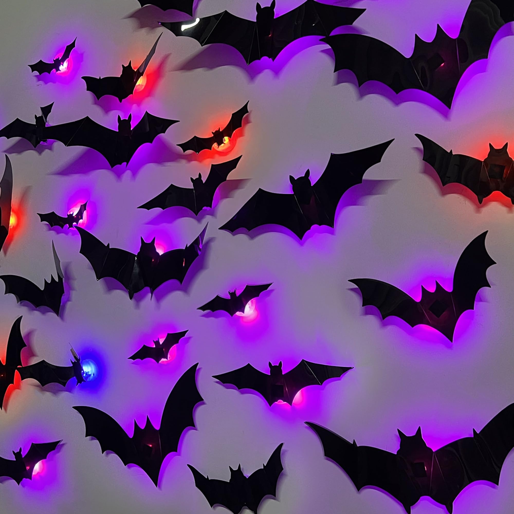 36 Pack Halloween Bats Wall Decor – Lighted 3D Bat Sticker