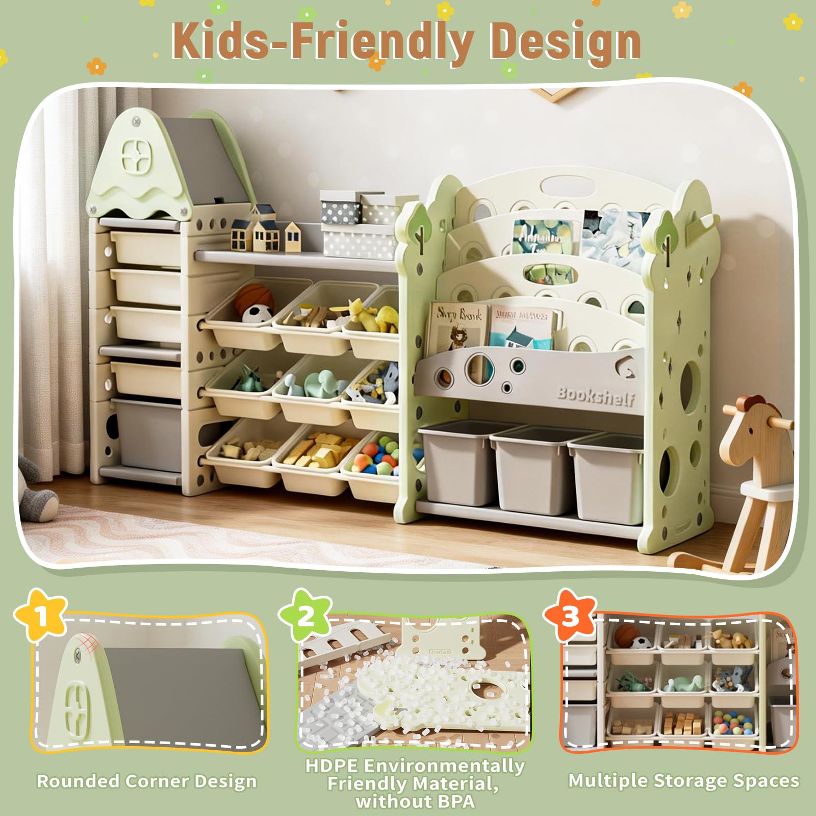 Castle-Shaped Toy Storage Organizer with 17 Bins