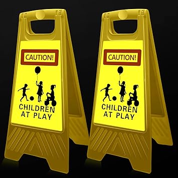 2 Pieces Reflective Kids Playing Sign for Street Slow Down Kids