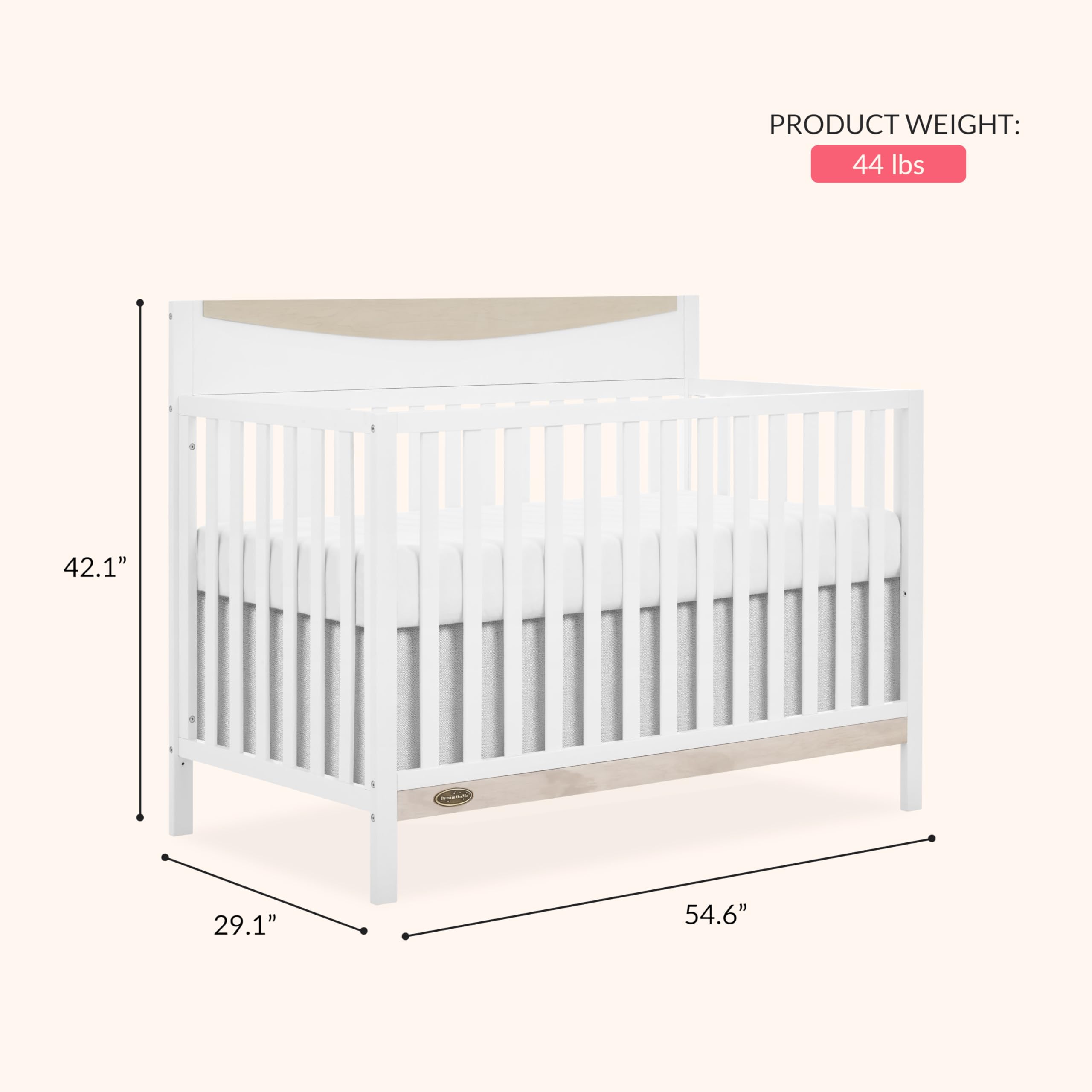 Emerson 5-in-1 Convertible Crib White Vintage Oak