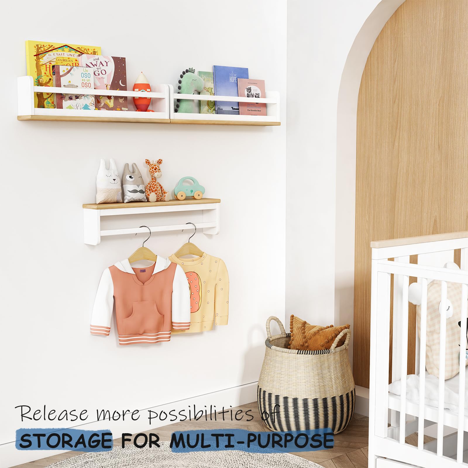 Floating Nursery Book Shelves for Wall 24 Inch