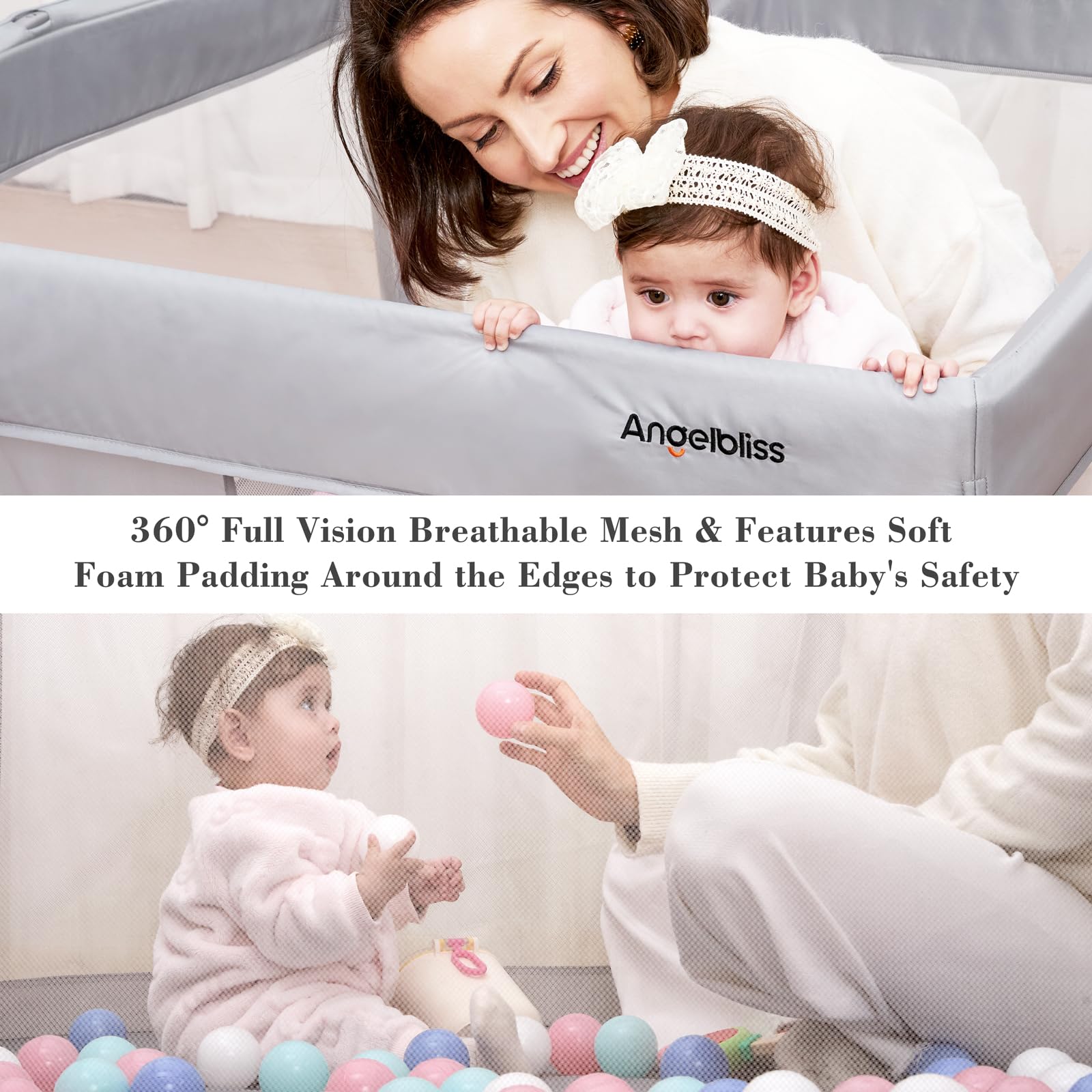 Baby Playpen 50x50 Portable Play Yard with Breathable Mesh