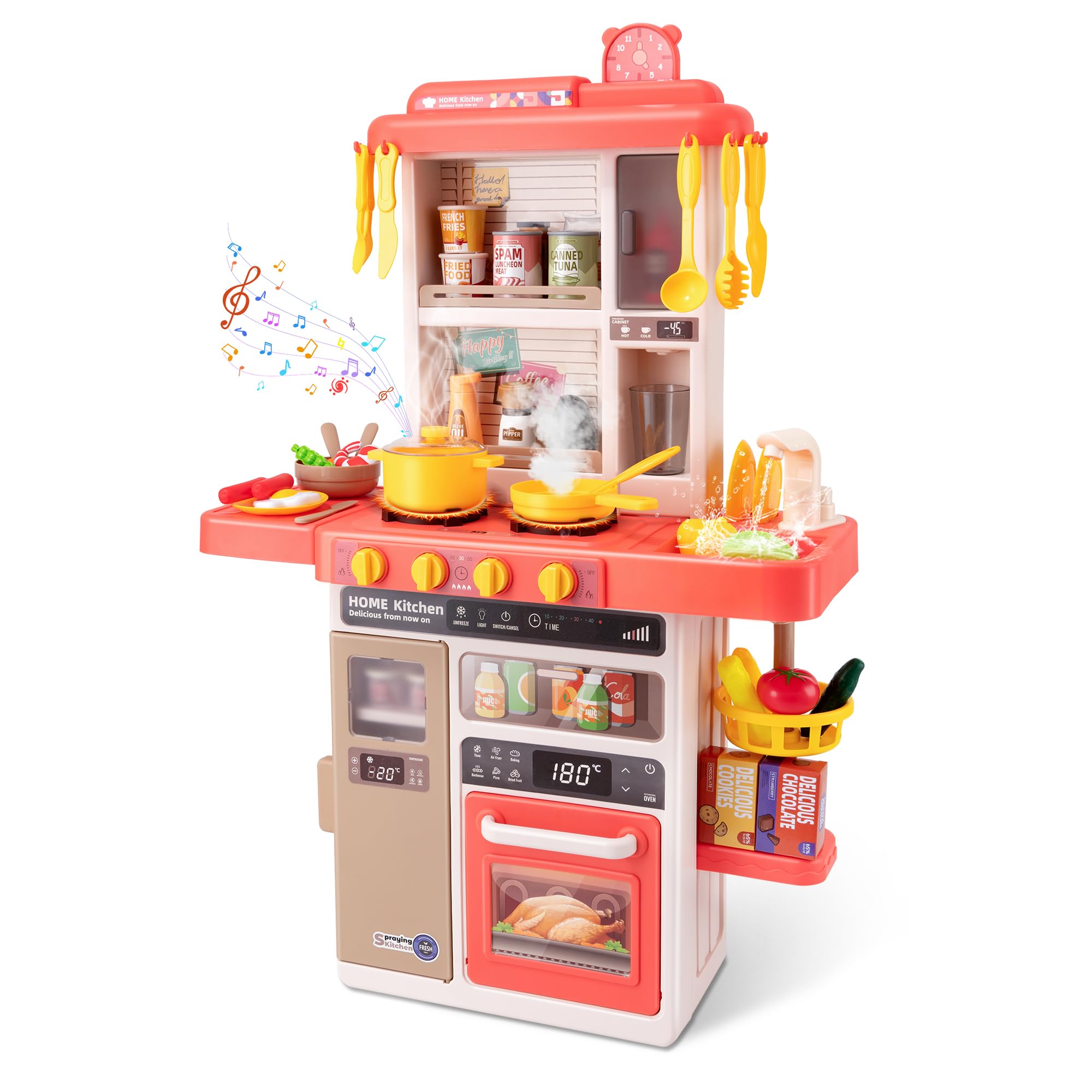 Play Set，Interactive Kids Kitchen Play Set with 50Pcs of Pretend
