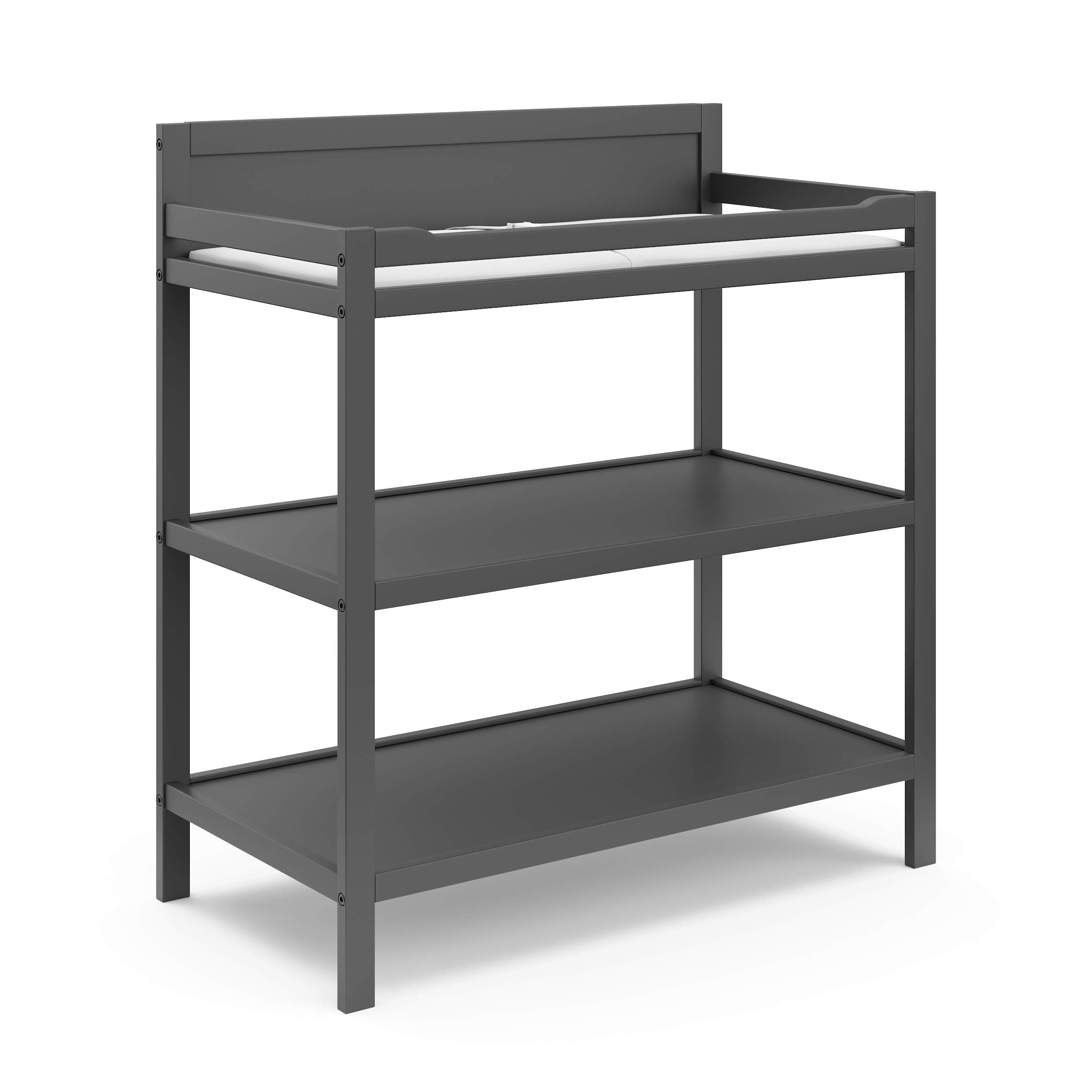 Nursery Changing Table with Water-Resistant Pad and Storage Shelves