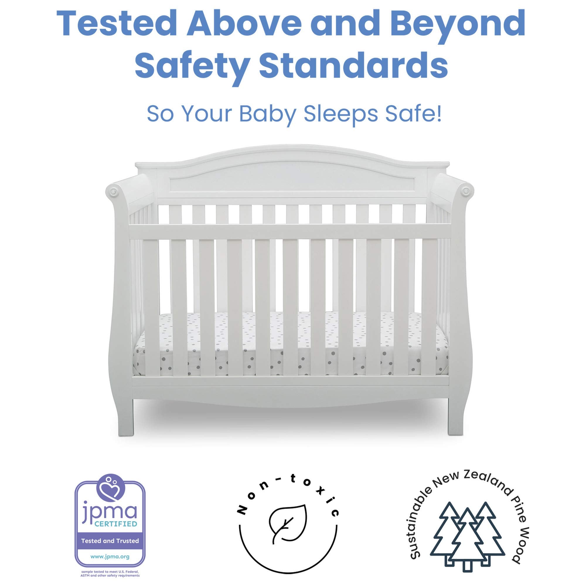 Delta Children Lancaster 4-in-1 Convertible Baby Crib, Bianca White