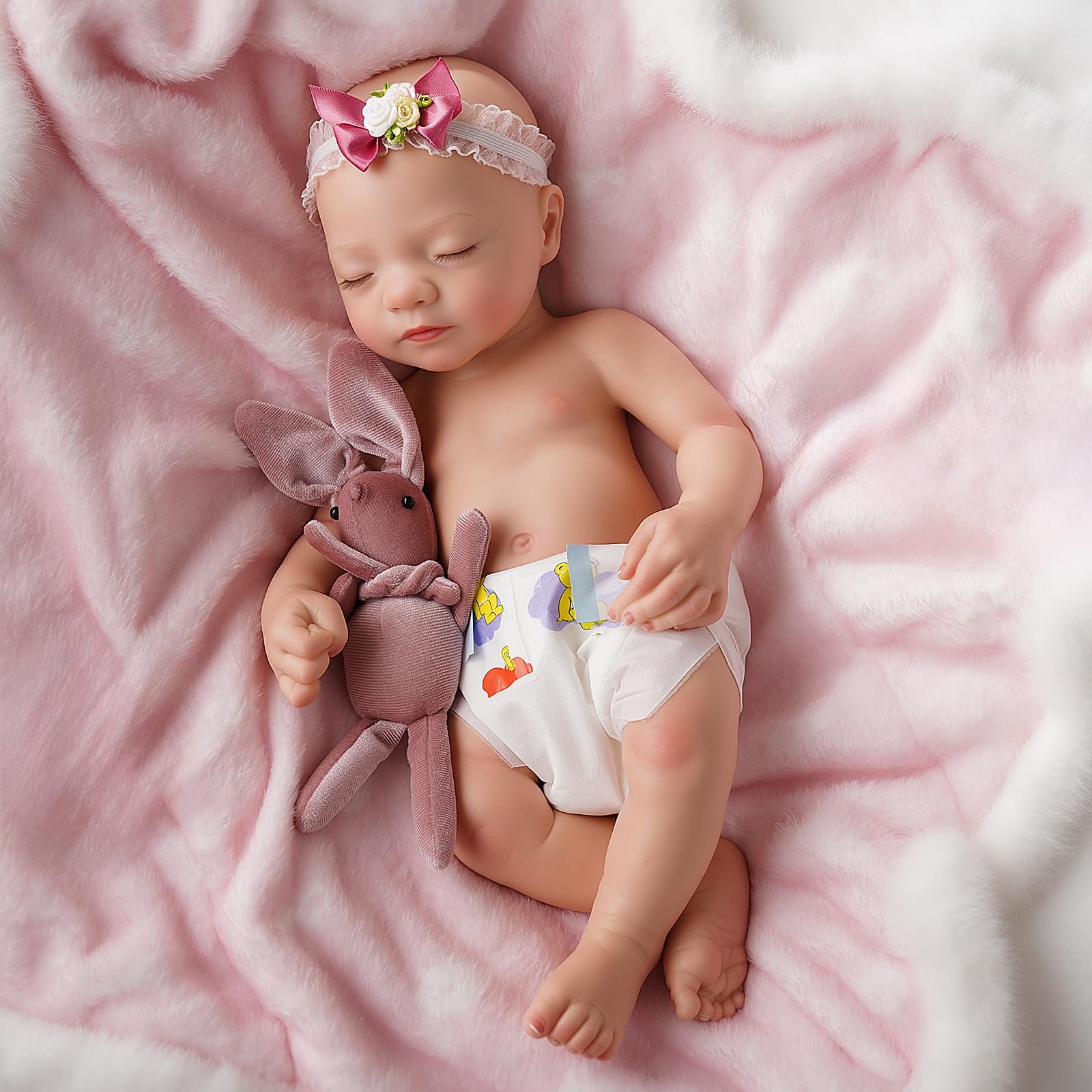 Lifelike Reborn Baby Dolls Aurora 16 Inch (Weight 4 lb) Full Platinum Silicone Reborn Baby