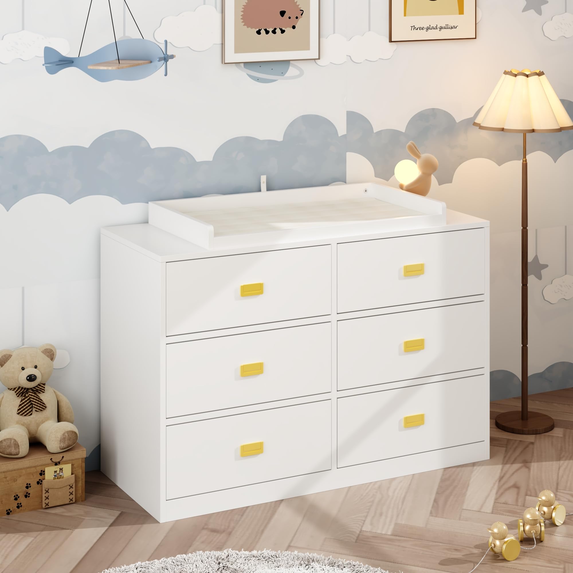 6 Drawer Nursery Dresser with Changing Topper