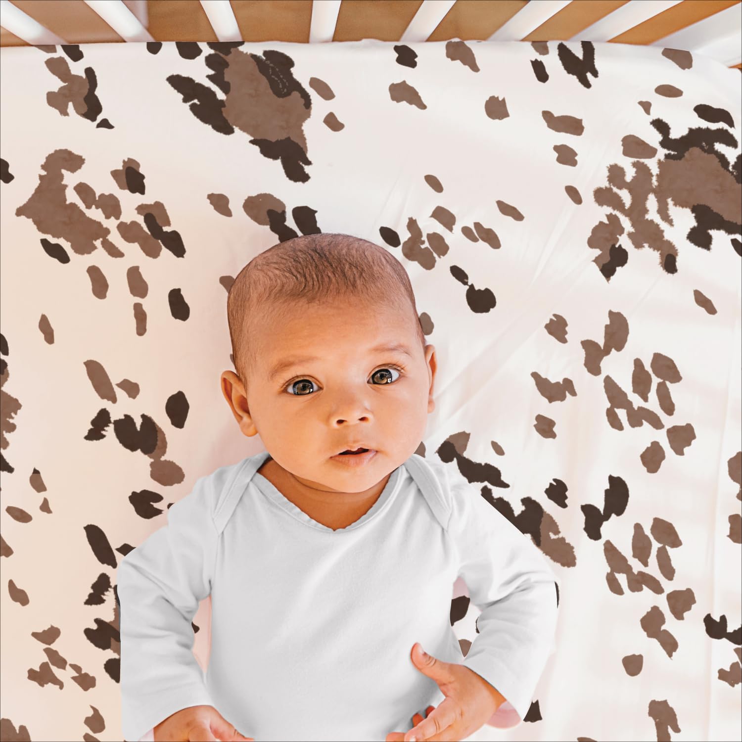 3-Piece Crib Bedding Set - Boho Farmhouse Cow Print