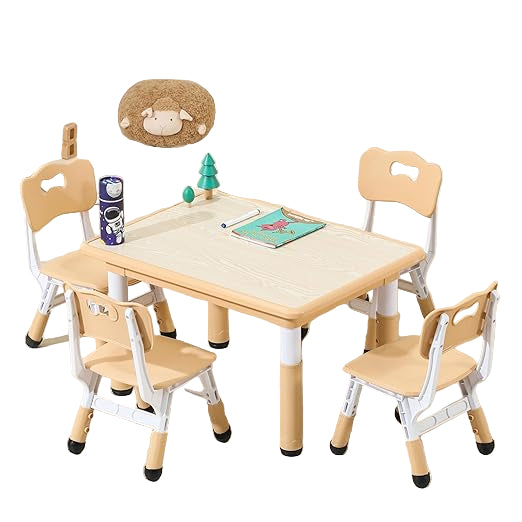 Kids Table and Chairs, Height-Adjustable Toddler Table and Chair Set