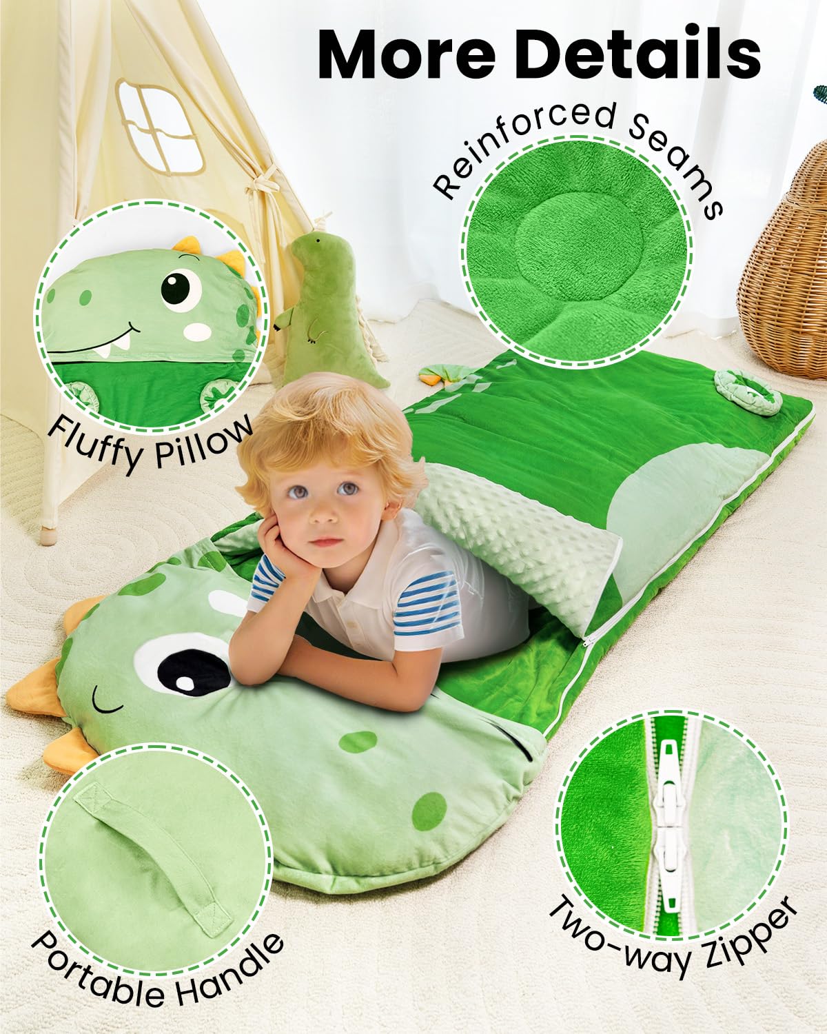 Kids Sleeping Bag with Pillow for Preschool and Travel