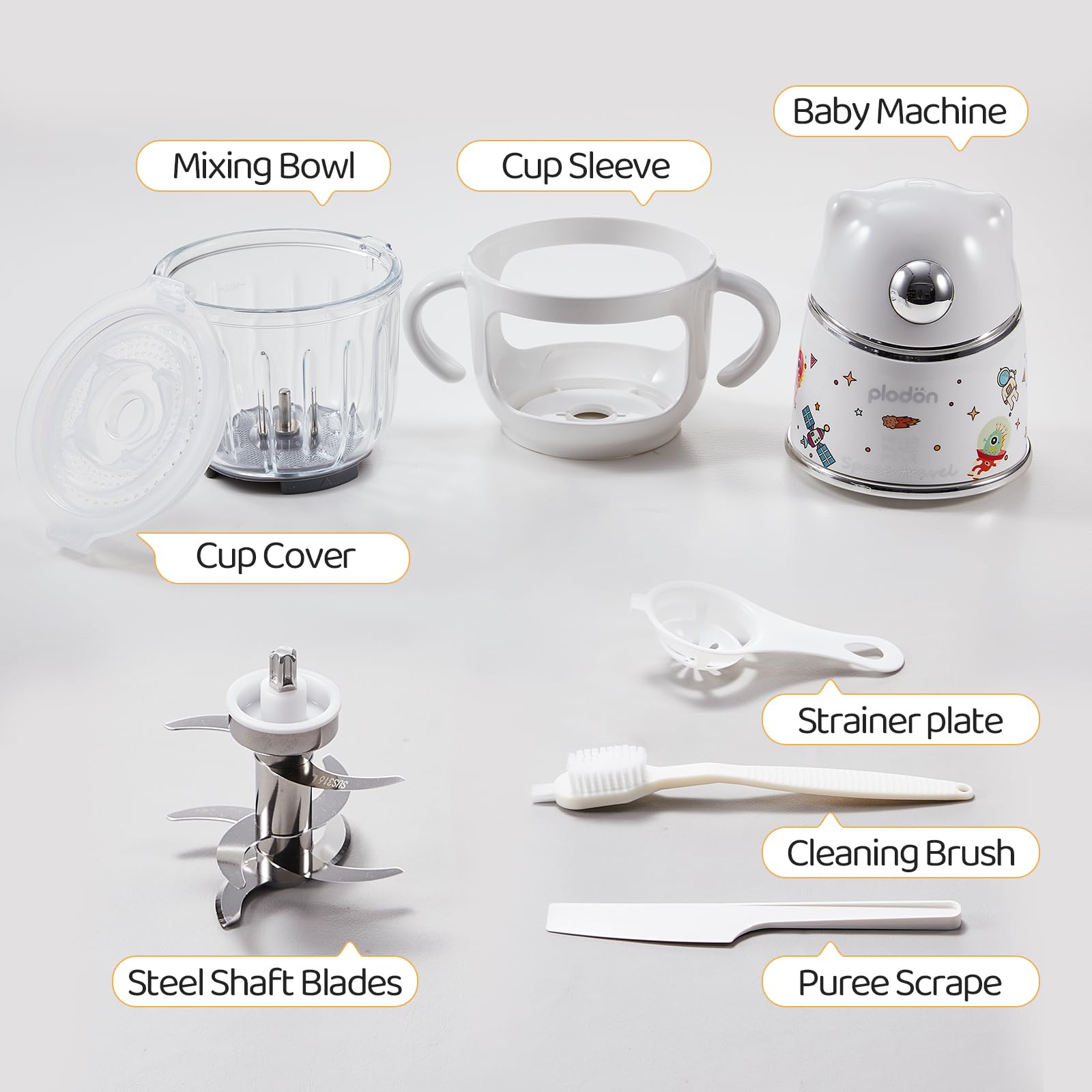 PLODON Baby Food Maker - Food Puree Processor, Fruits, Vegetables, Meats and Potatoes Mini Food Blender, Suitable for Avocados, Grapes and Strawberries Space Silver, 10 oz Gift Package