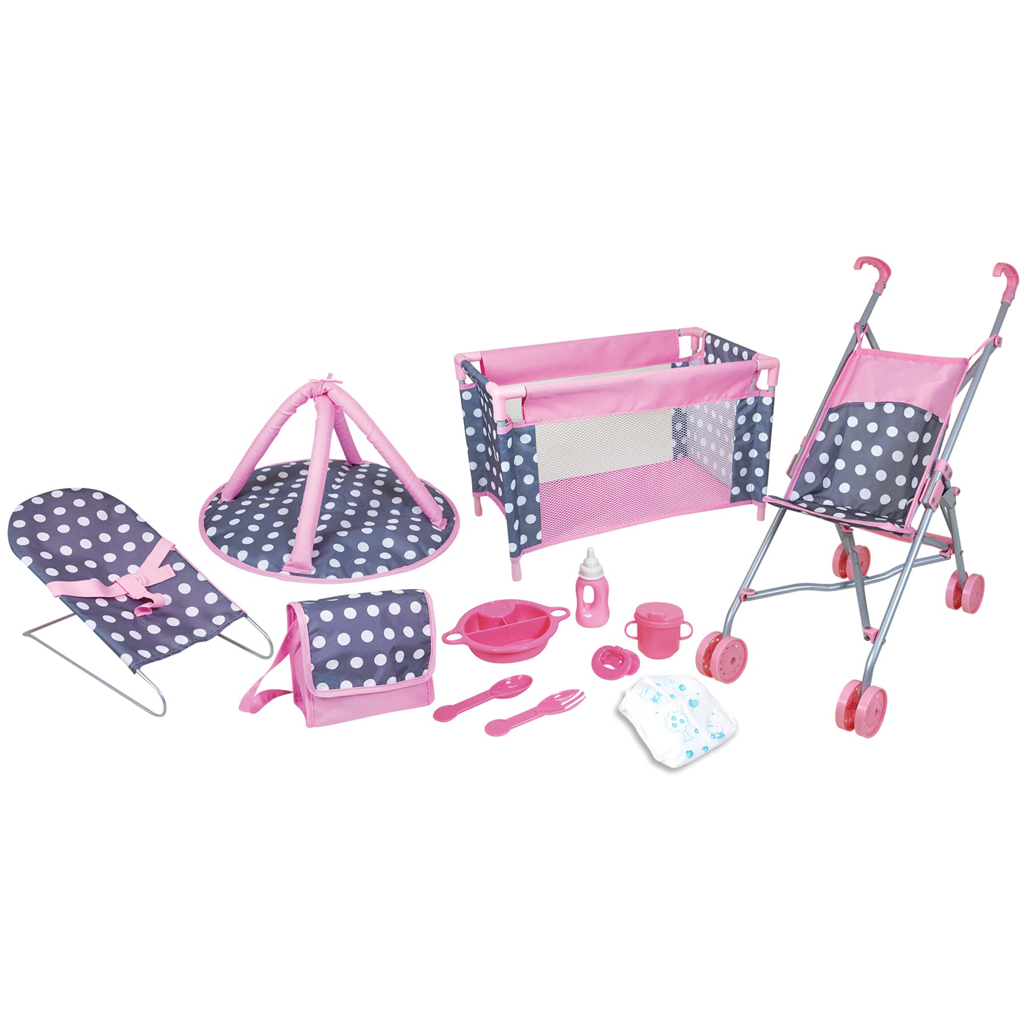 5 Piece Doll Nursery Playset with Accessories