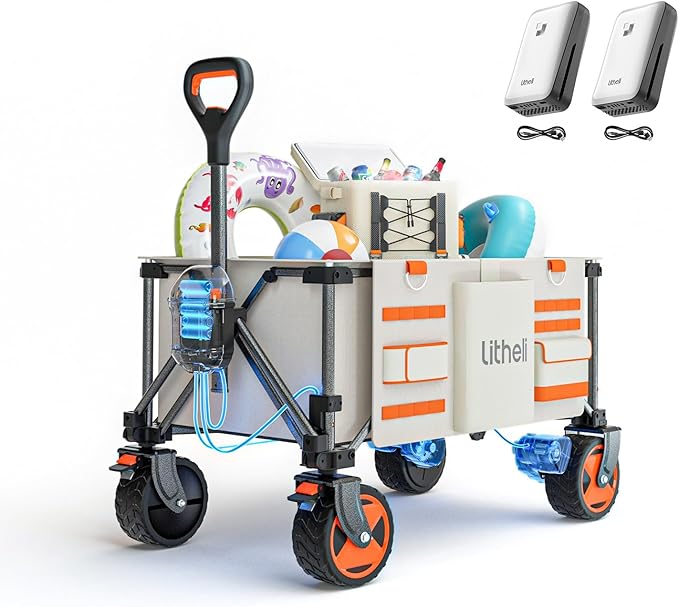 Electric Utility Wagon Cart, 200L Capacity, 300 lbs Load, Foldable Heavy-Duty Design