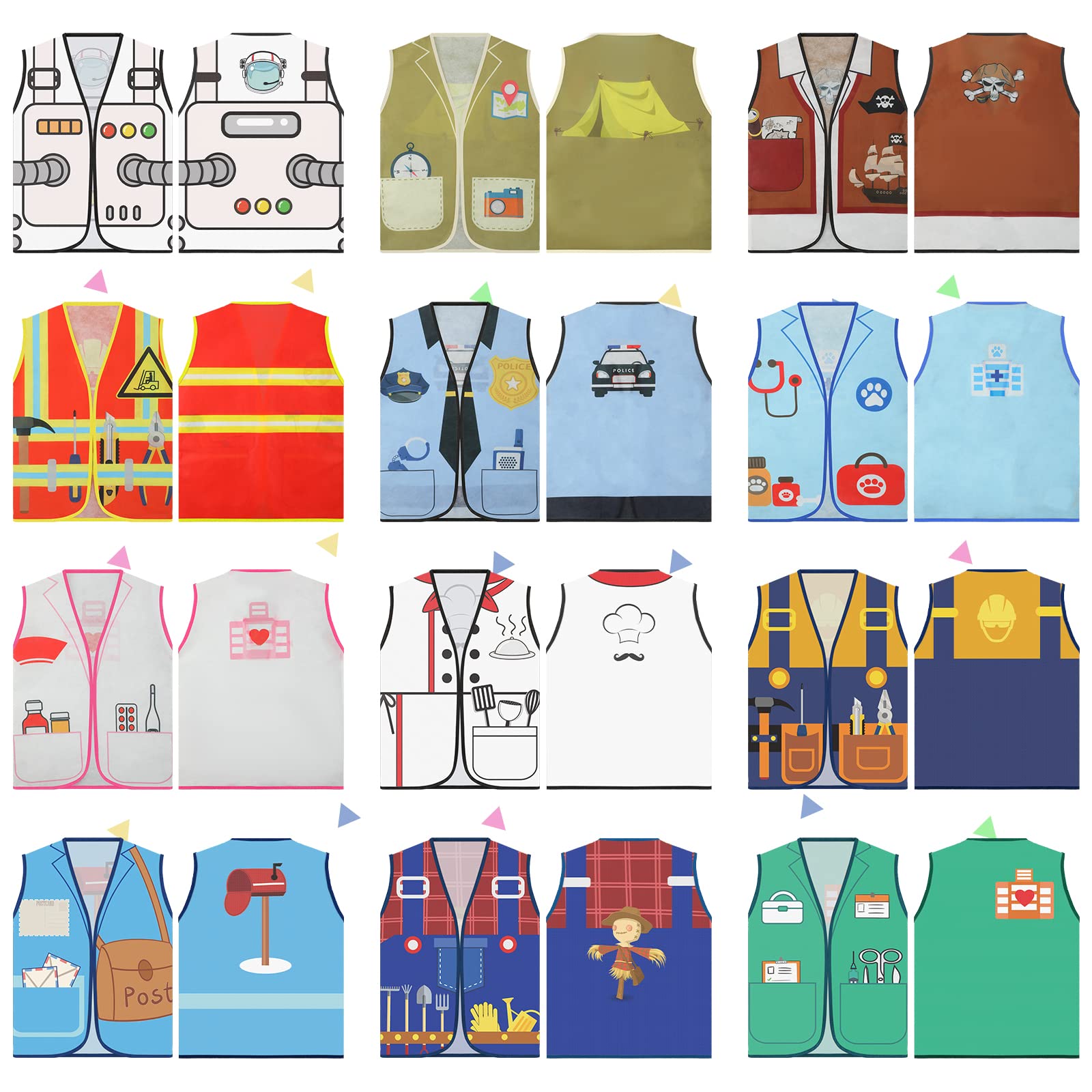12 Pcs Kids Community Helpers Costumes Preschool Dress Vest Career