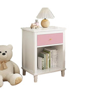 Nightstand with Drawer for Kids, Adults, Wood Bed Side
