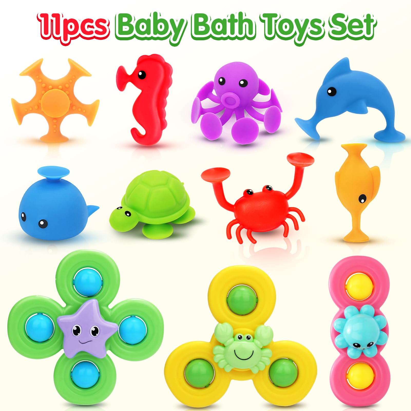 Bath Toys for Baby - 11 Pcs Window Toys for Toddlers, Airplane Car Travel