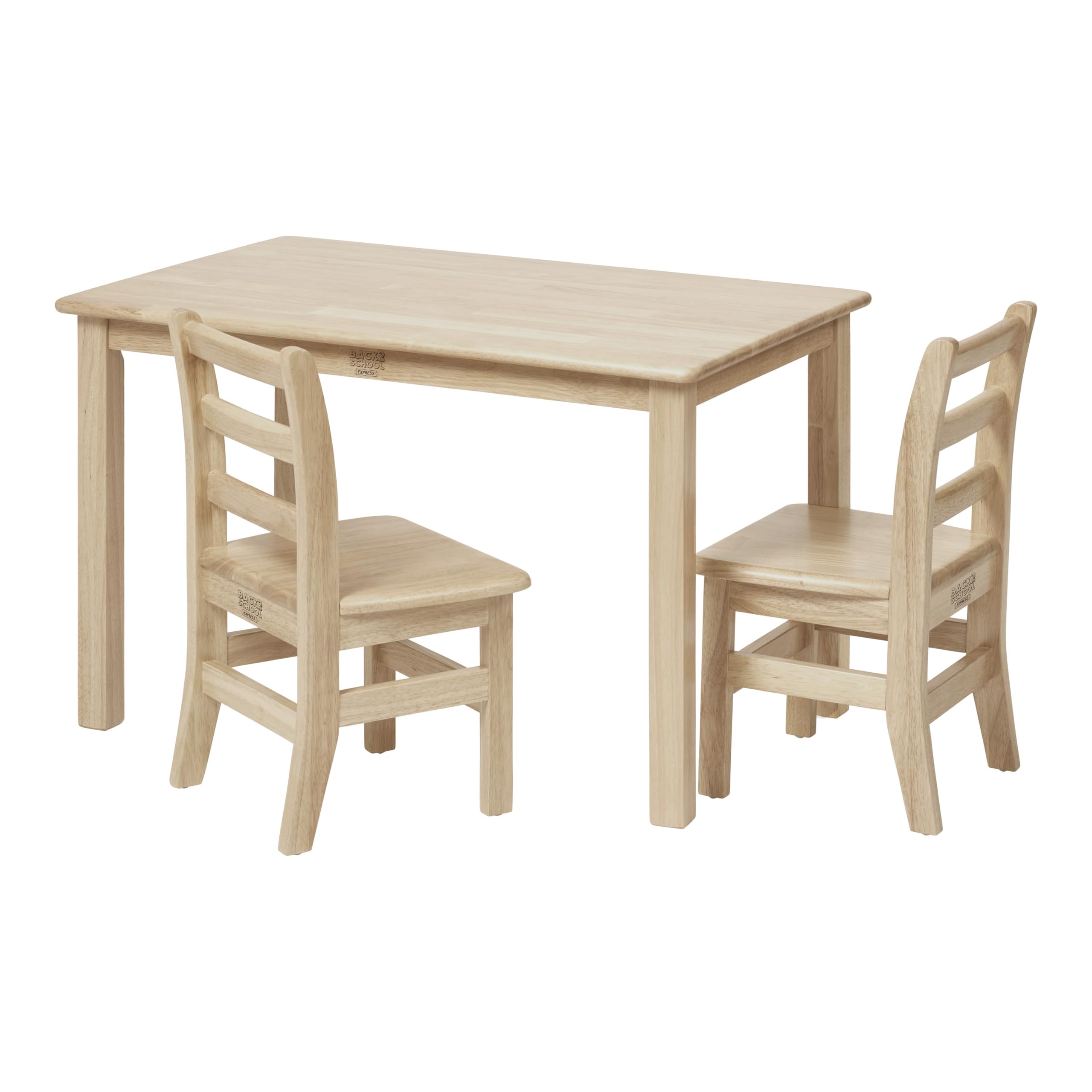 Kids Rectangular Wood Table and 12in Chair Set, 24in x 36in, Kids Furniture, Natural