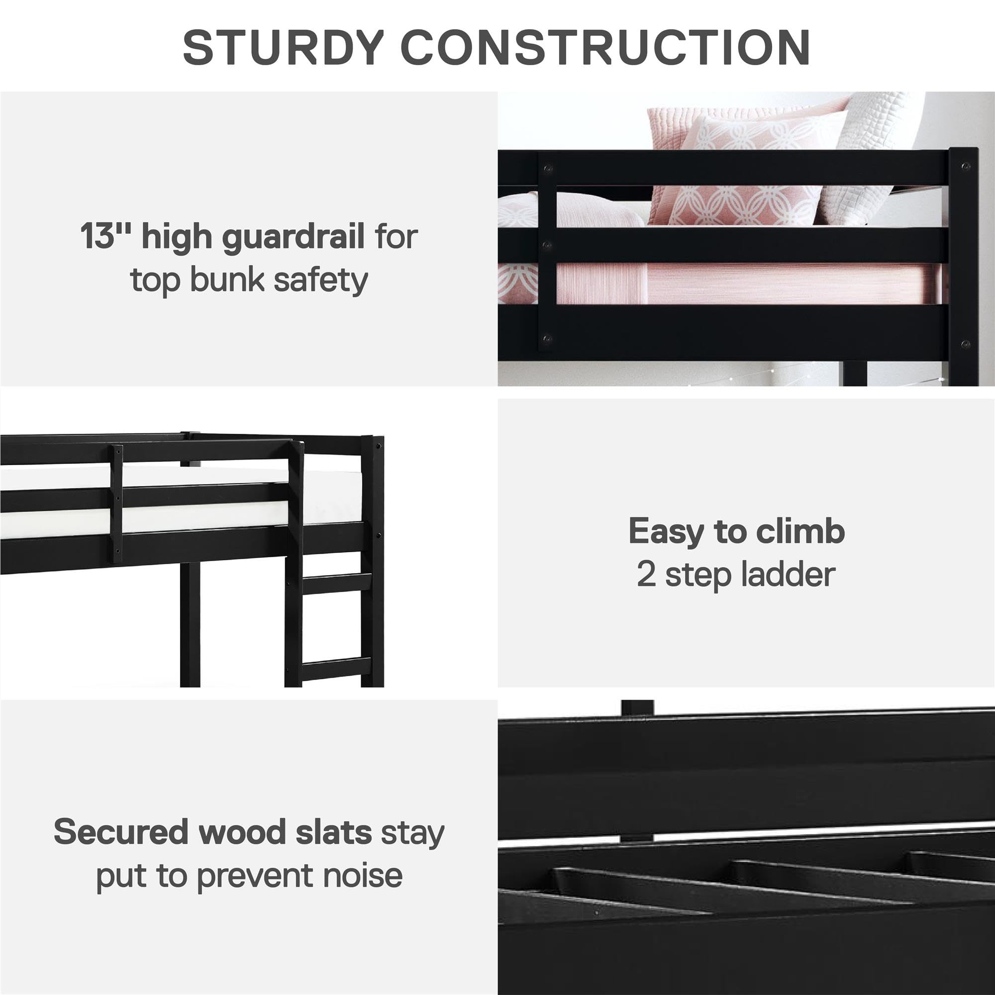 Junior Twin Loft Bed with Ladder and Guard Rail