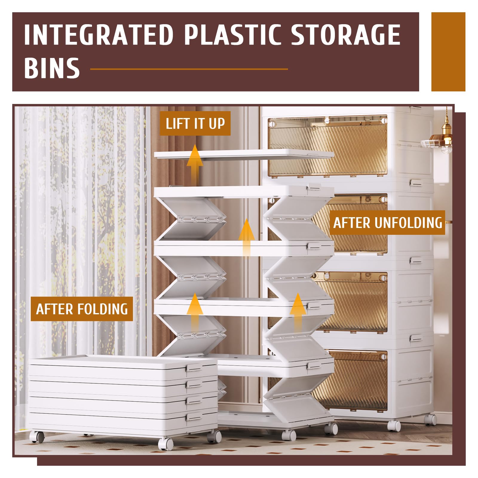 3-Tier Stackable Plastic Storage Bins with Drawers - 67QT Capacity