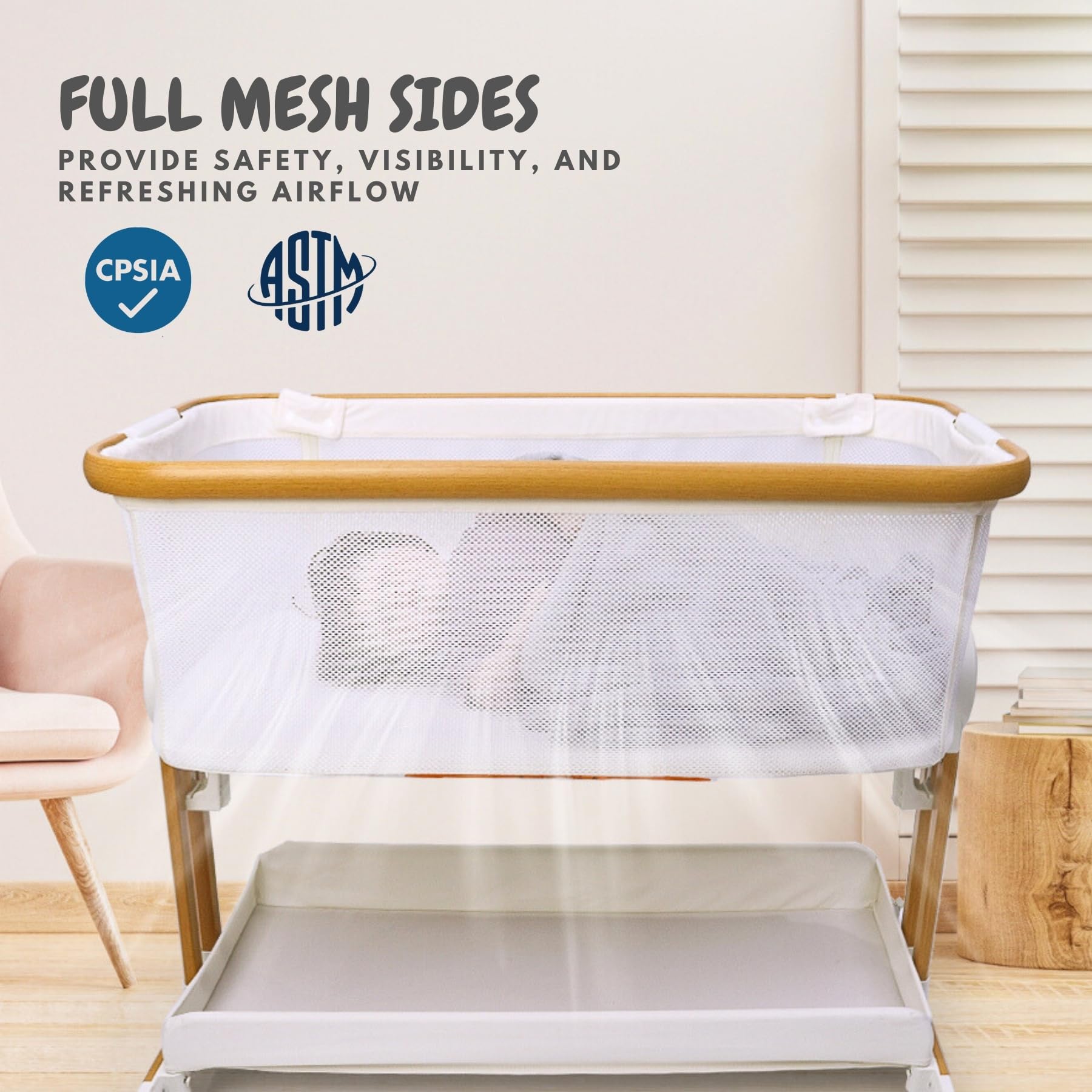 Baby Bassinet Bedside Sleeper 2 in 1 with Wheels