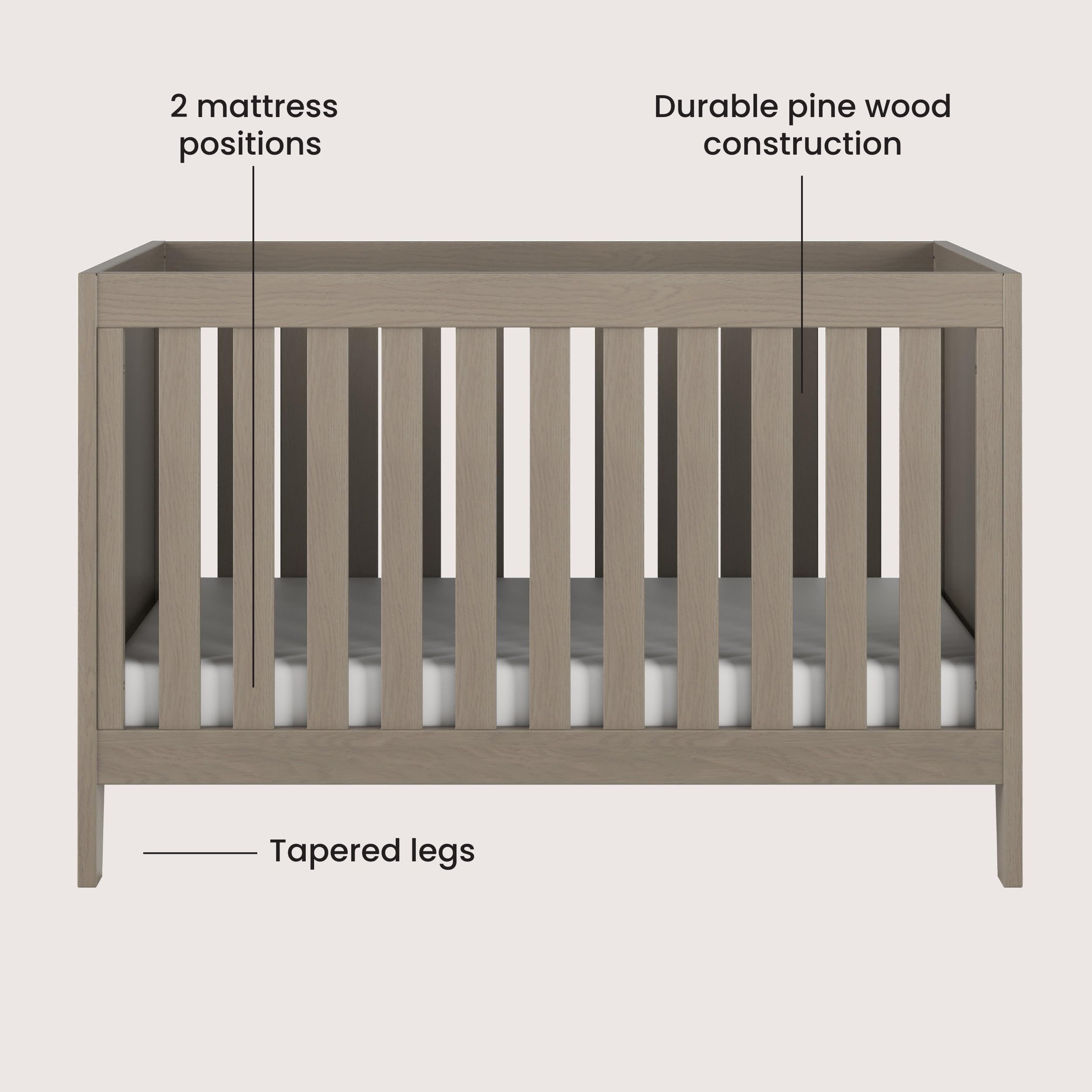 3-Piece Convertible Crib Nursery Furniture Set with Dresser and Chest