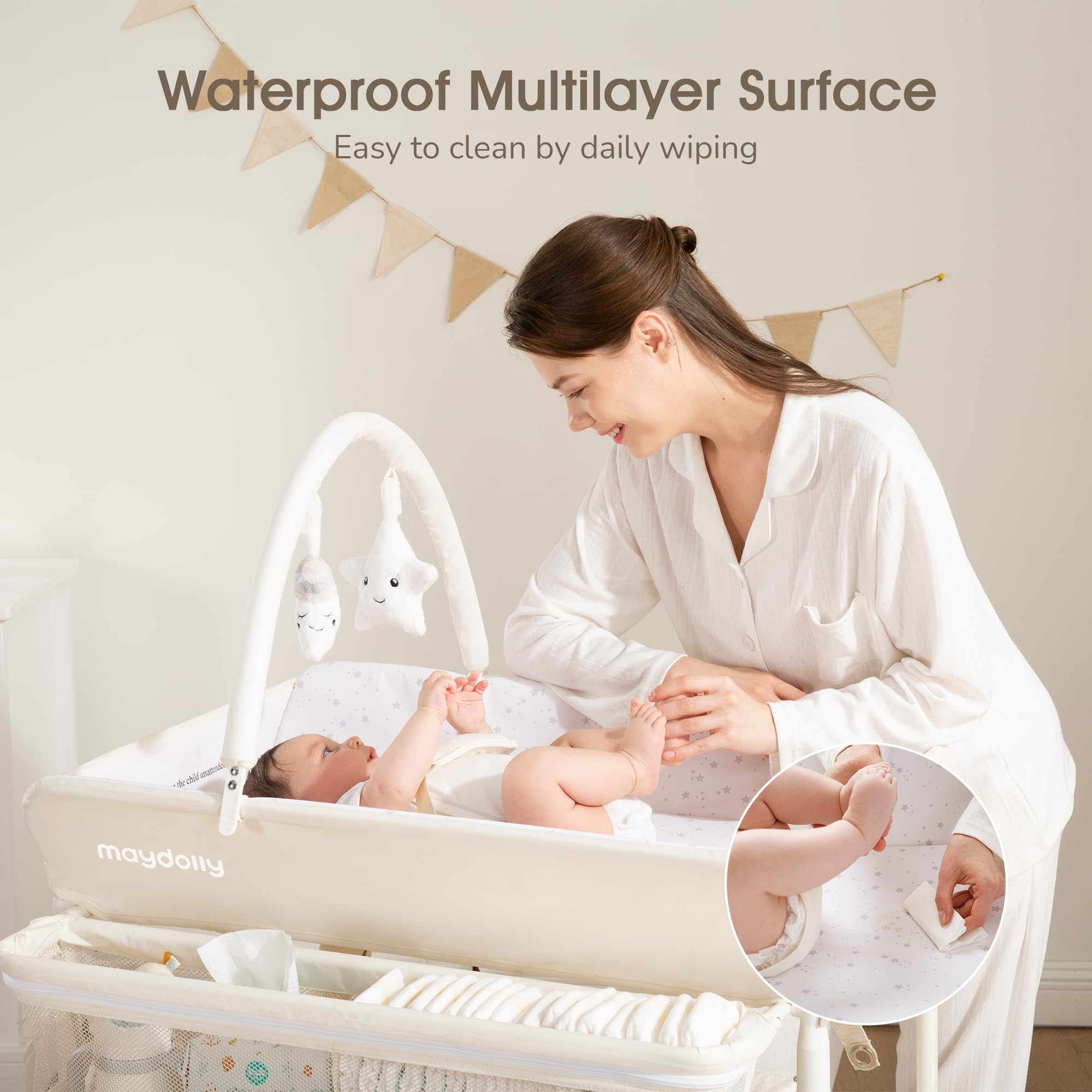 Portable Foldable Baby Changing Table with Wheels