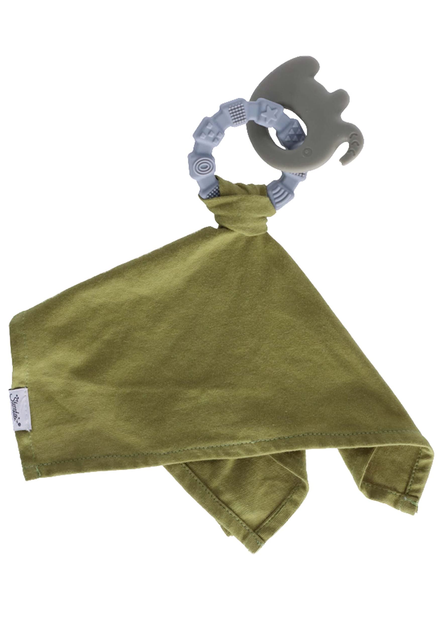 Unisex Baby Safety Blanket with Teether, Eddy Elephant, Green