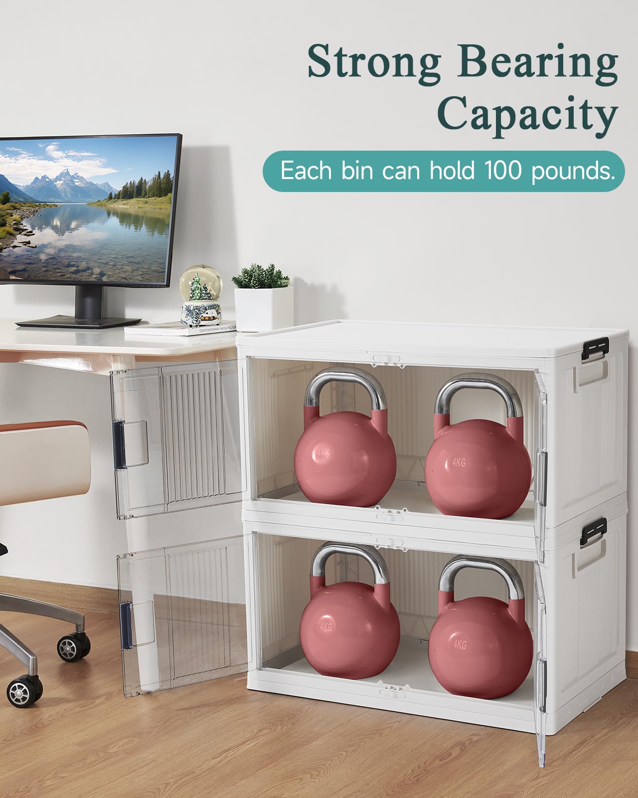 97QT Stackable Storage Bins with Lids and Wheels