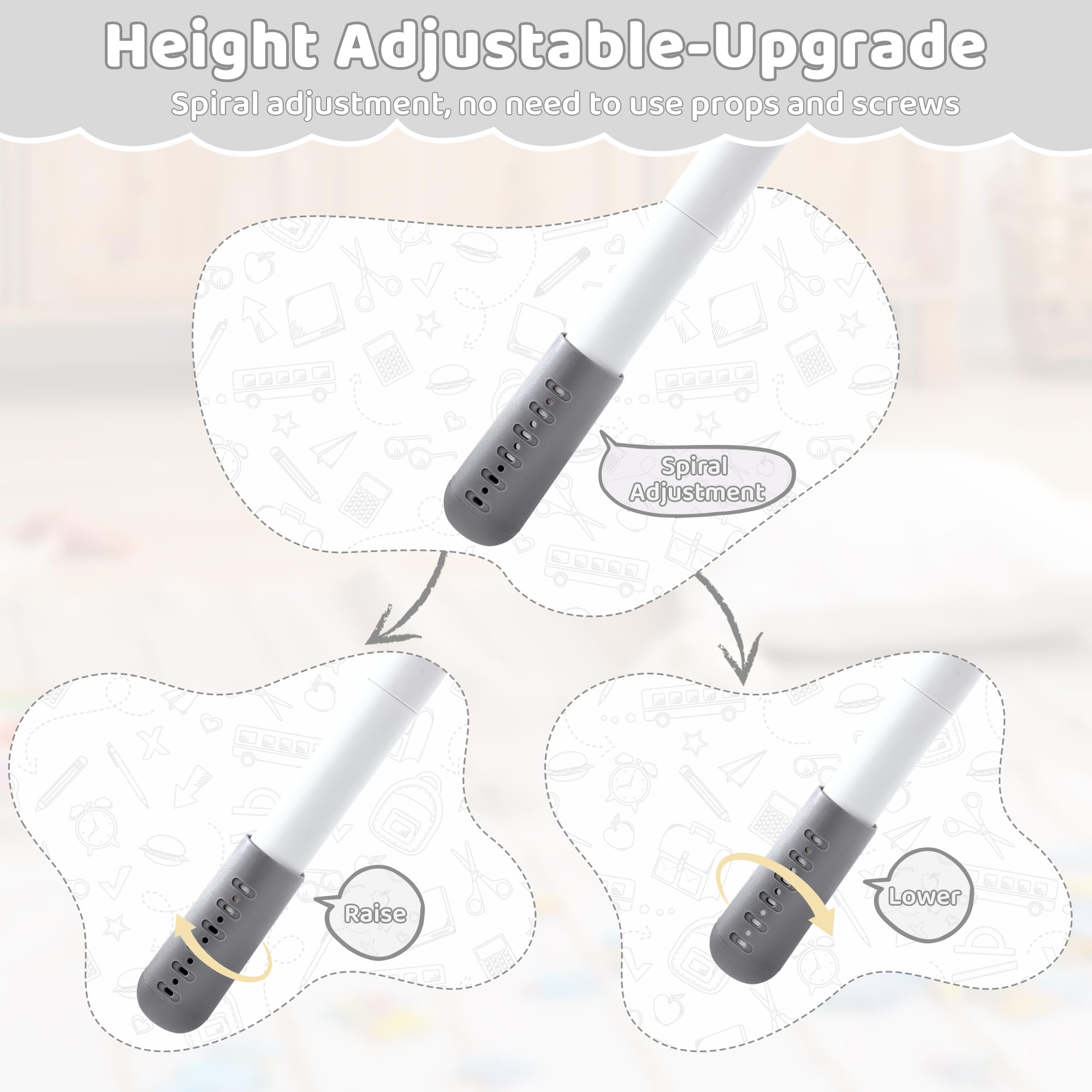 Height Adjustable Kids Table and Chair Set with Marble Pattern Desktop