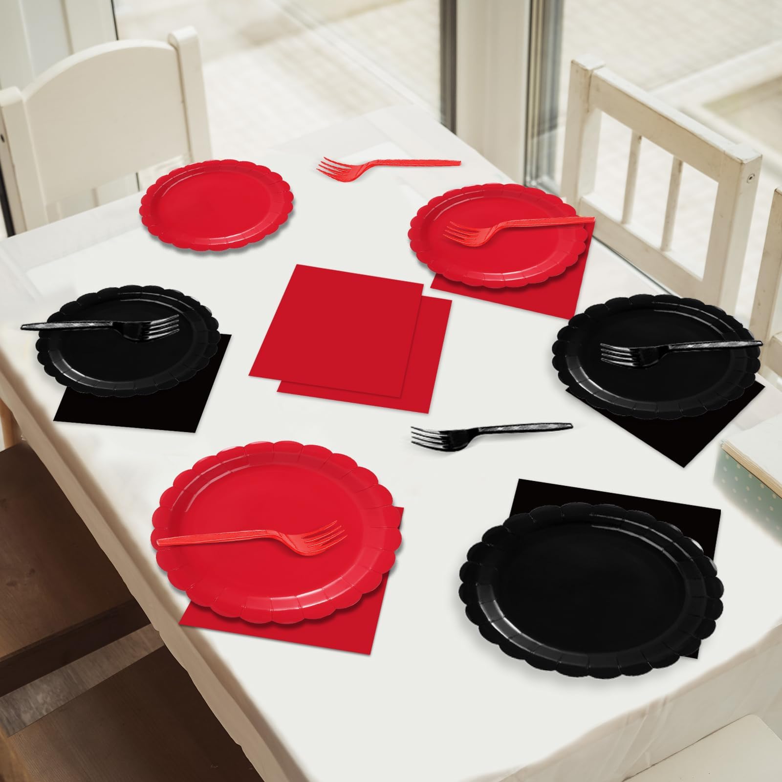 Red and Black Plates and Napkins Set Party Supplies Black Red Birthday