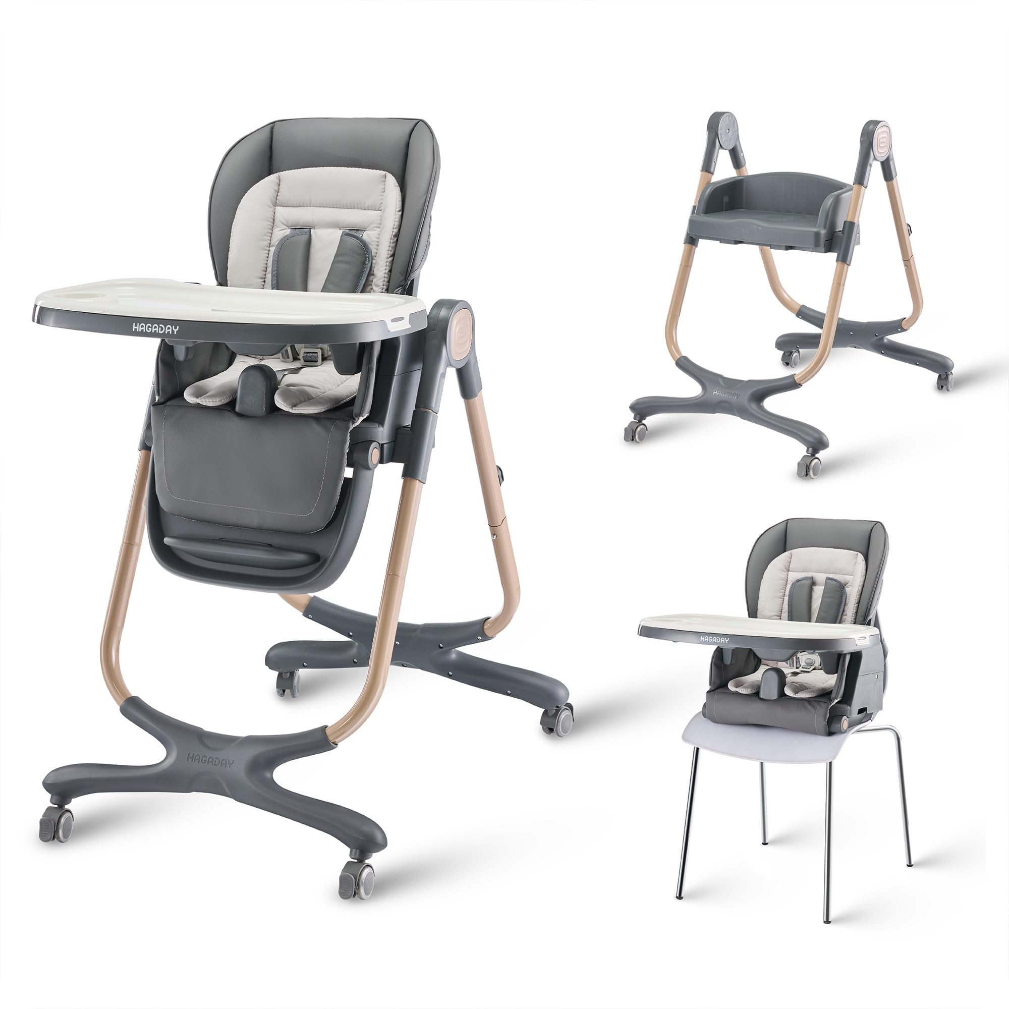 6-in-1 Convertible High Chair with Adjustable Height and Foldable Design