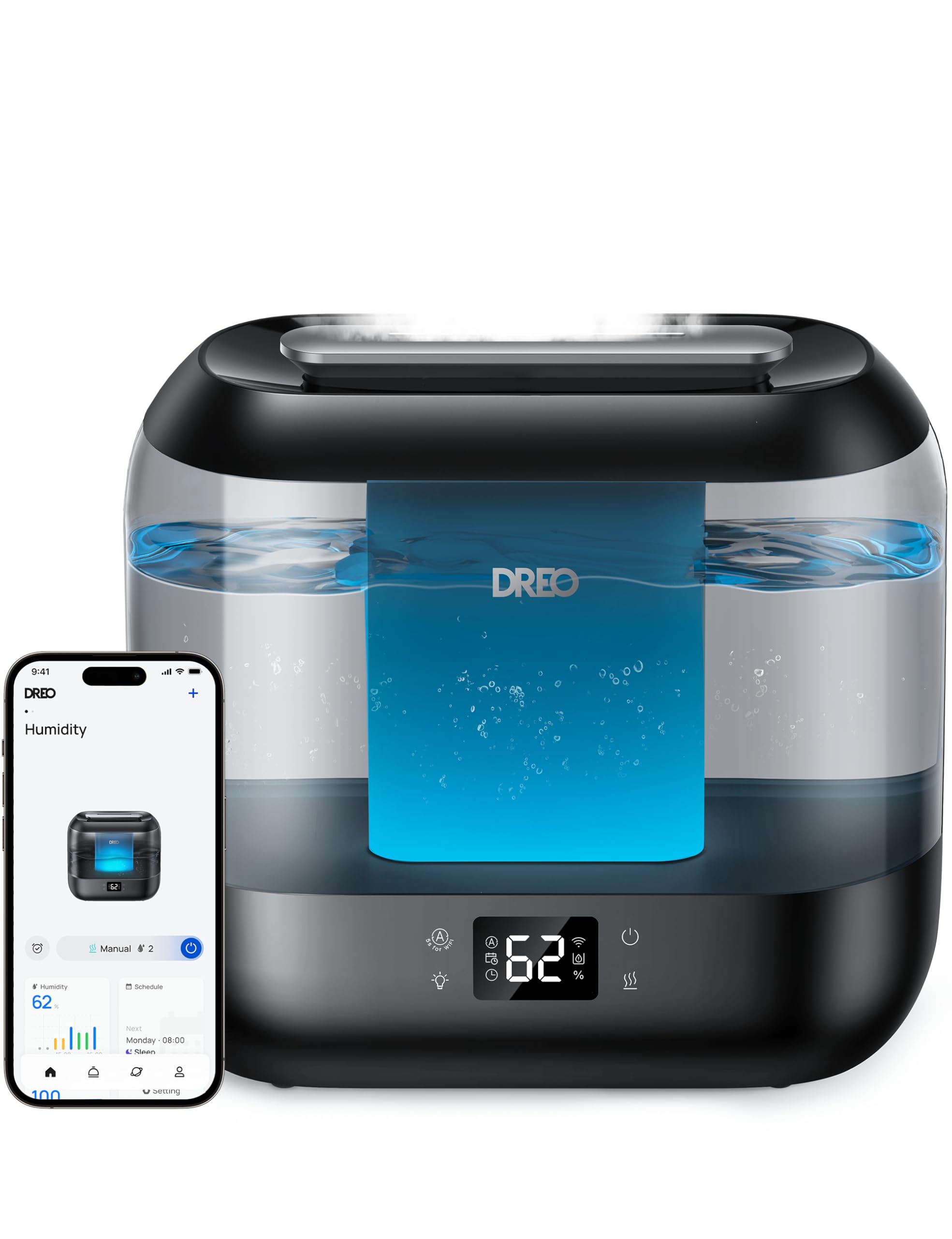 Smart Humidifiers for Bedroom, Top Fill 4L Supersized Cool Mist Humidifier