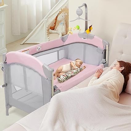 Bassinet Bedside Crib, Pack and Play Long Next to Parents