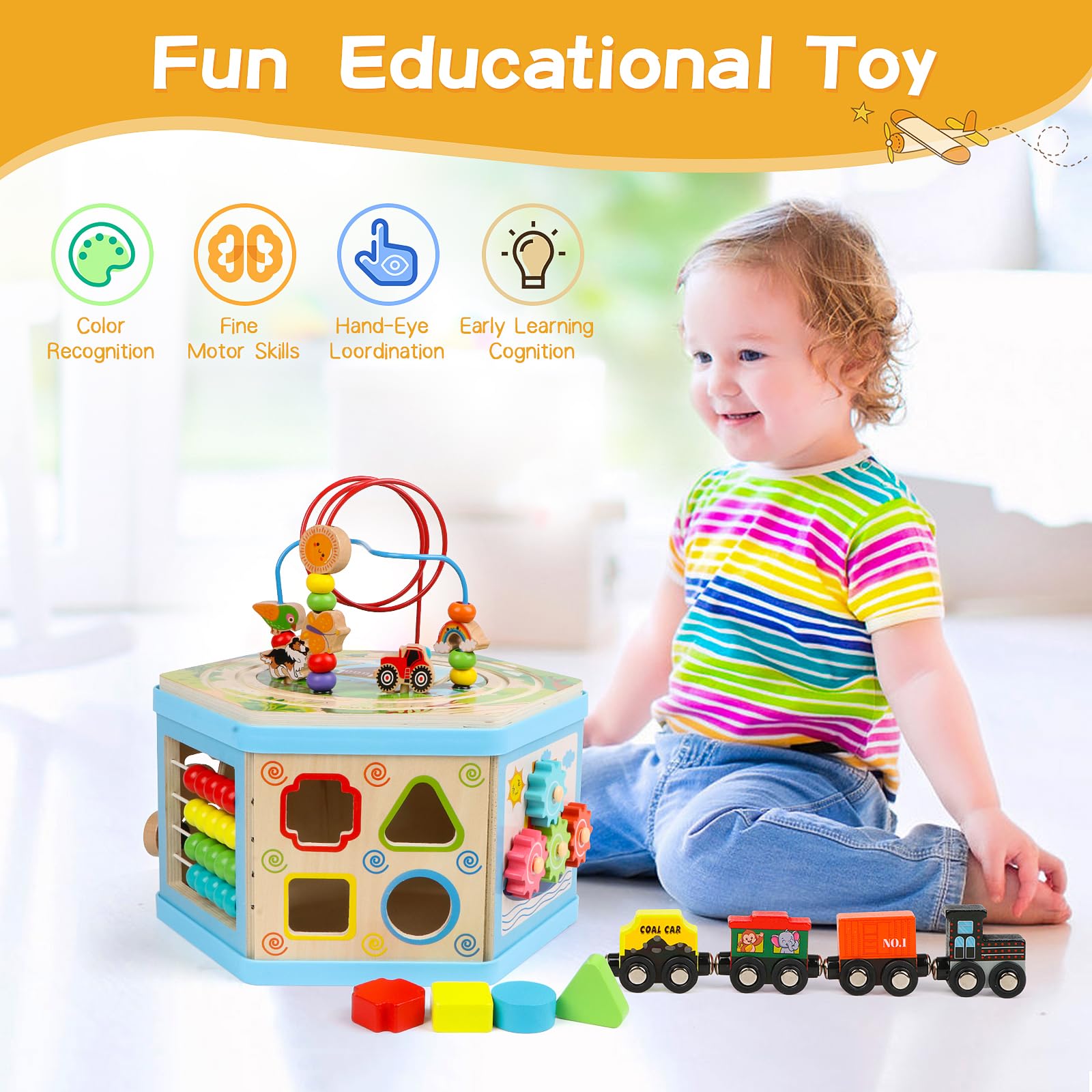 9-in-1 Wooden Activity Cube for Toddlers
