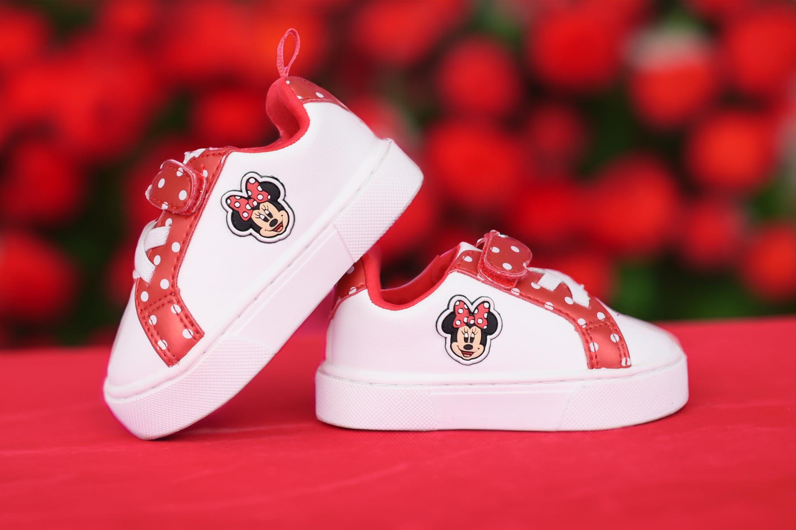 Disney Infant Girls Minnie Mouse Low Top Hook and Loop Sneakers – Red - 3