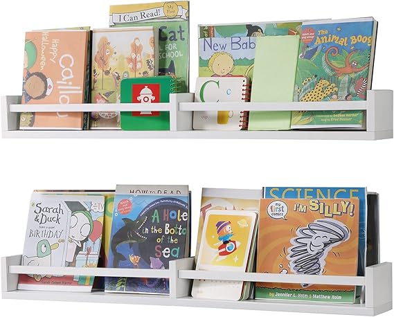 Wall Mounted Floating Bookshelves for Nursery - Set of 3