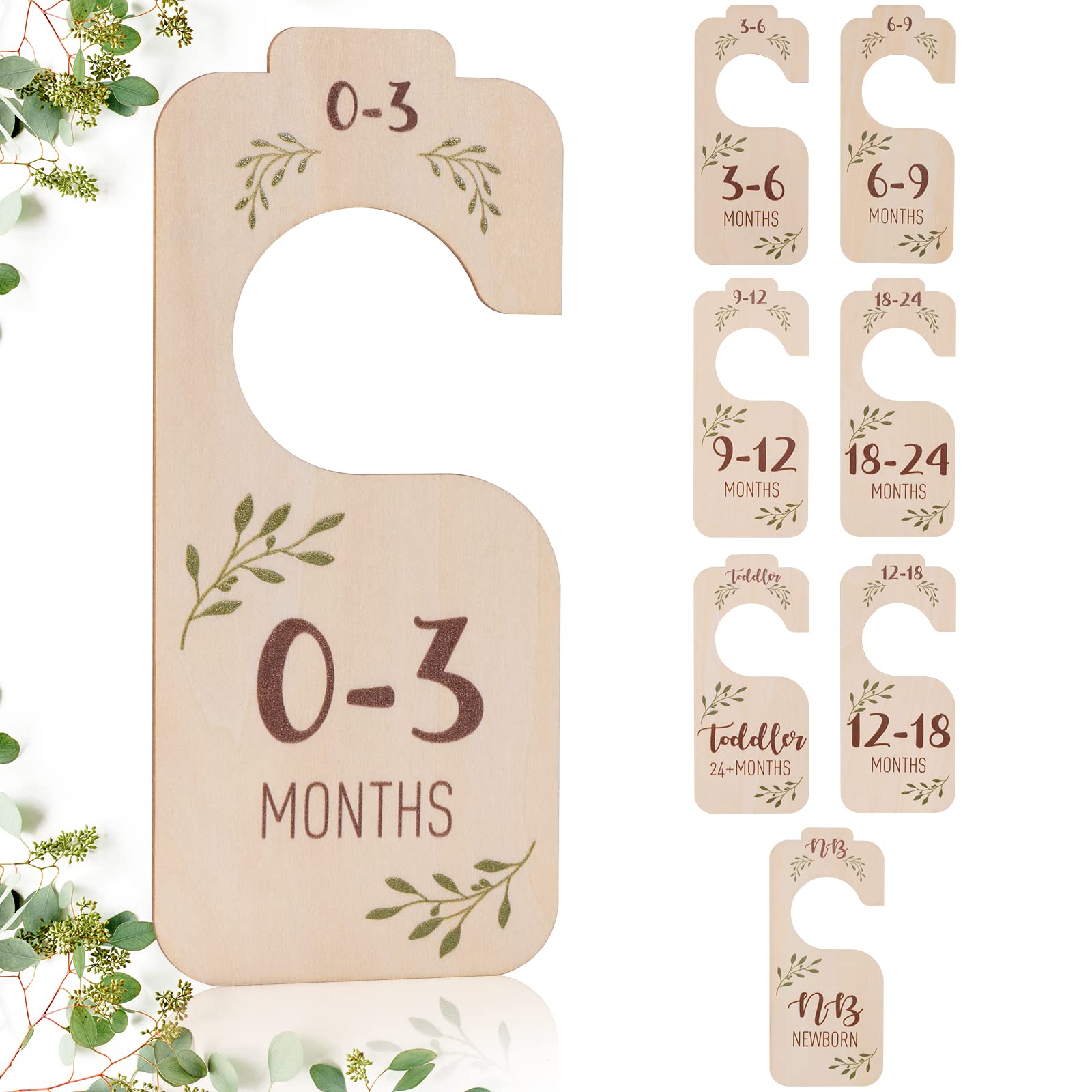 Wooden Baby Closet Dividers Set of 8 - Newborn to 24 Months