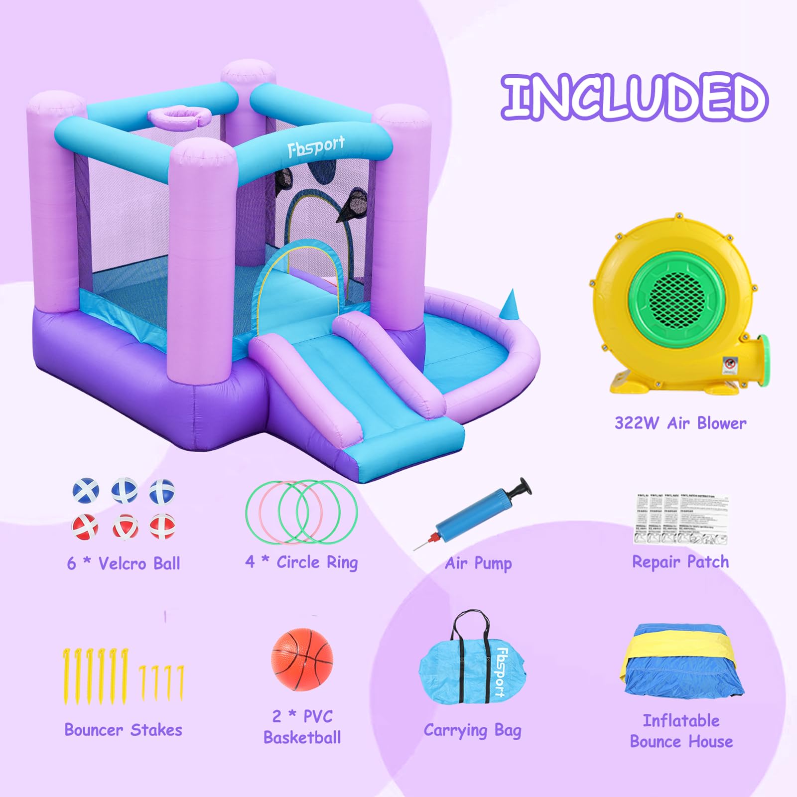 Galaxy Theme Inflatable Bounce House with Slide