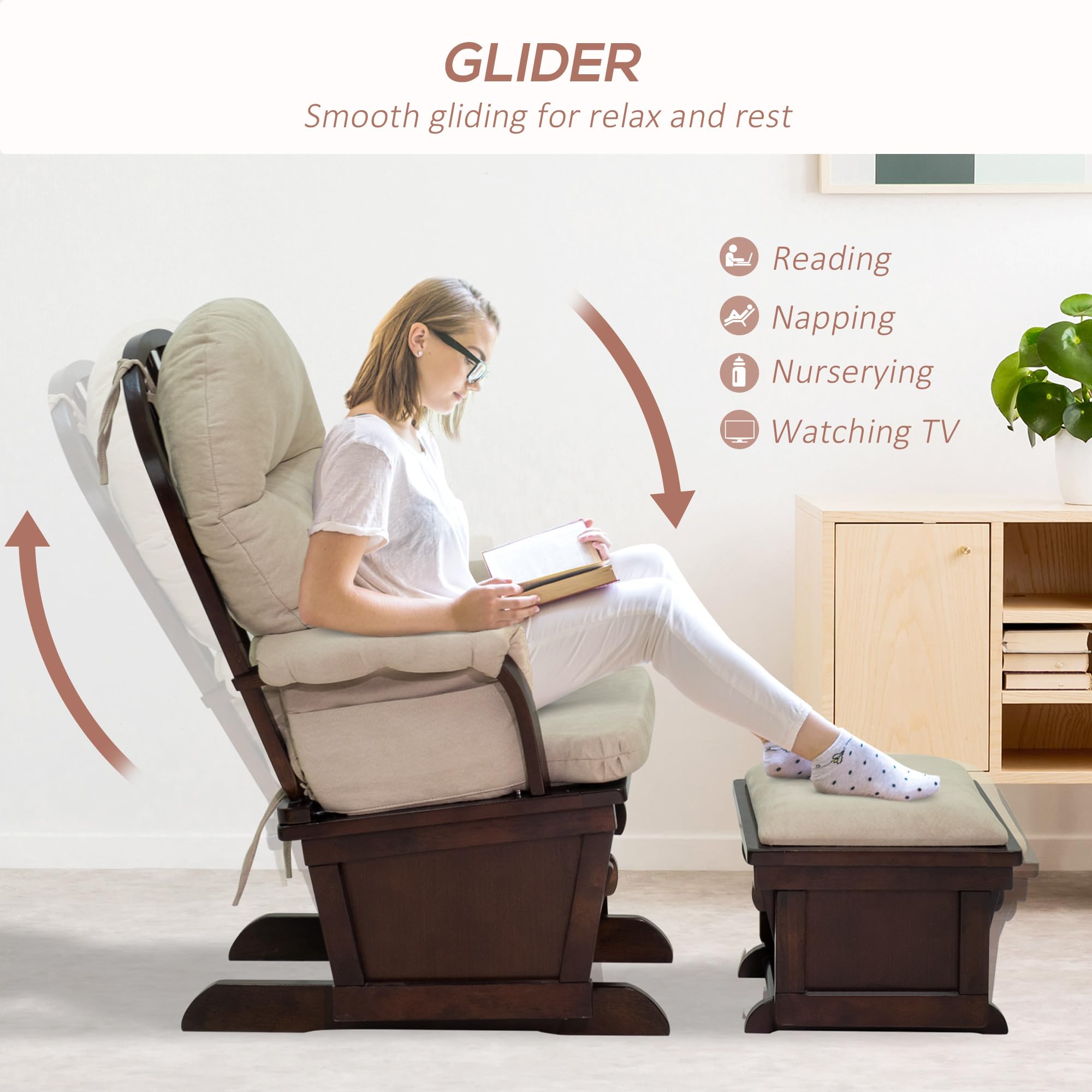 Nursery Glider Rocking Chair with Ottoman