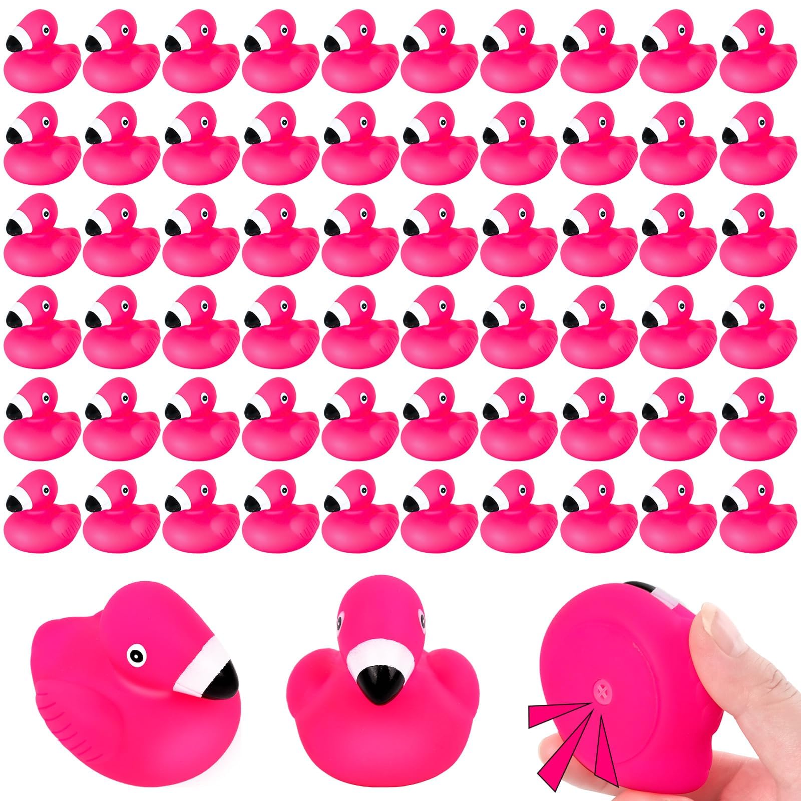 Adorable Flamingo Rubber Ducks Bulk Mini Pink Floating Squeaky