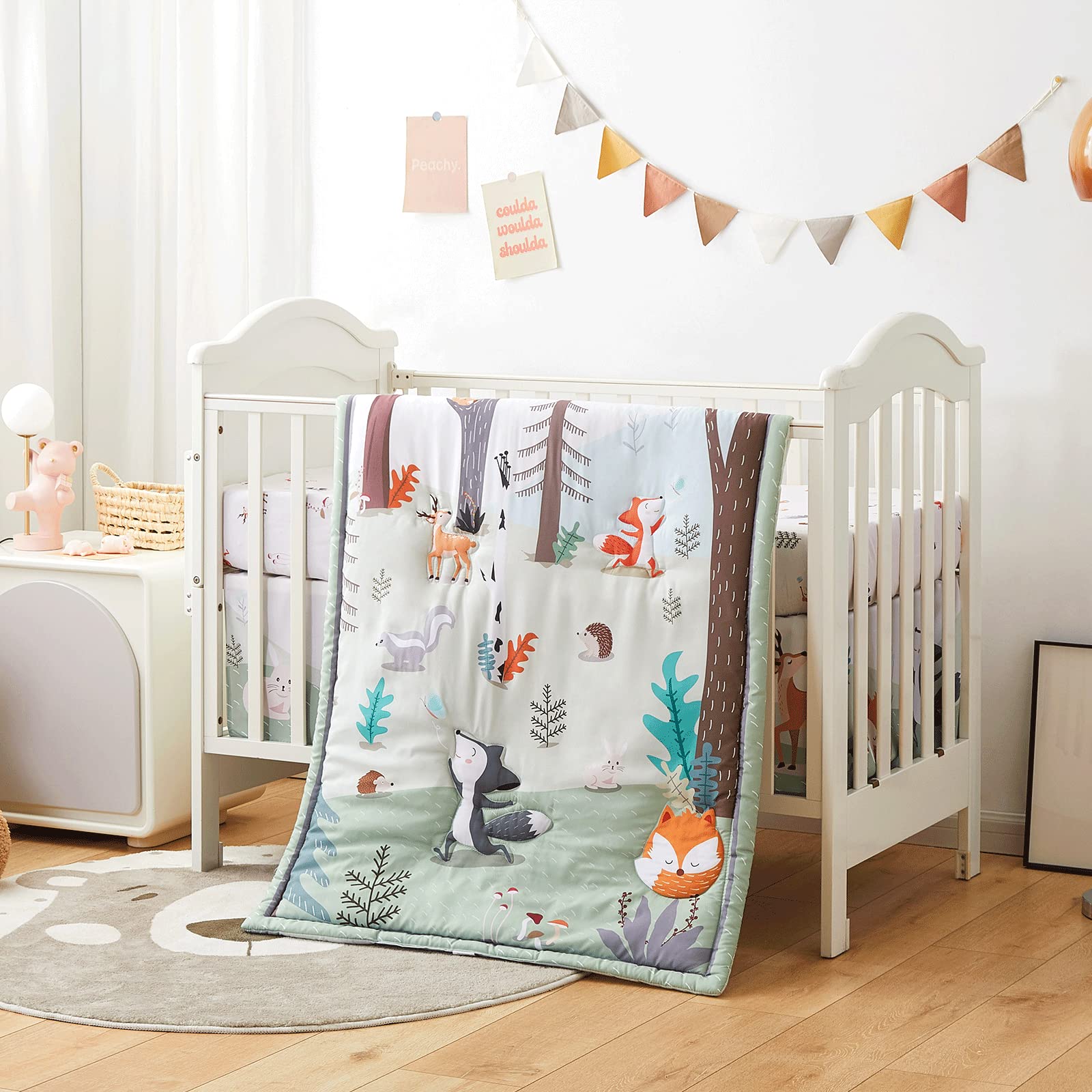 Woodland Animal Nursery Crib Bedding Set 3 Piece