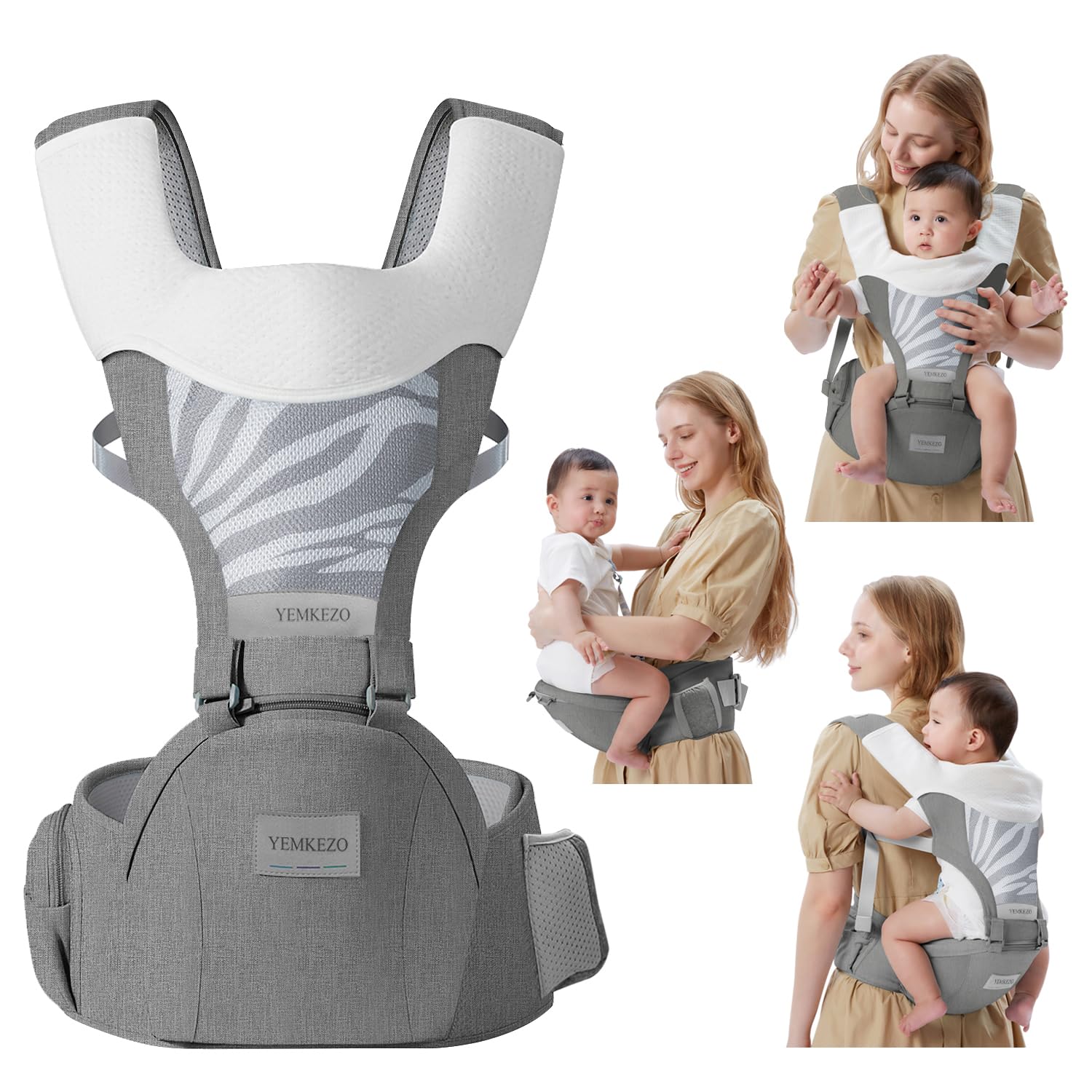 Baby Carrier Newborn to Toddler with Hip Seat, Multifunction Baby Hip