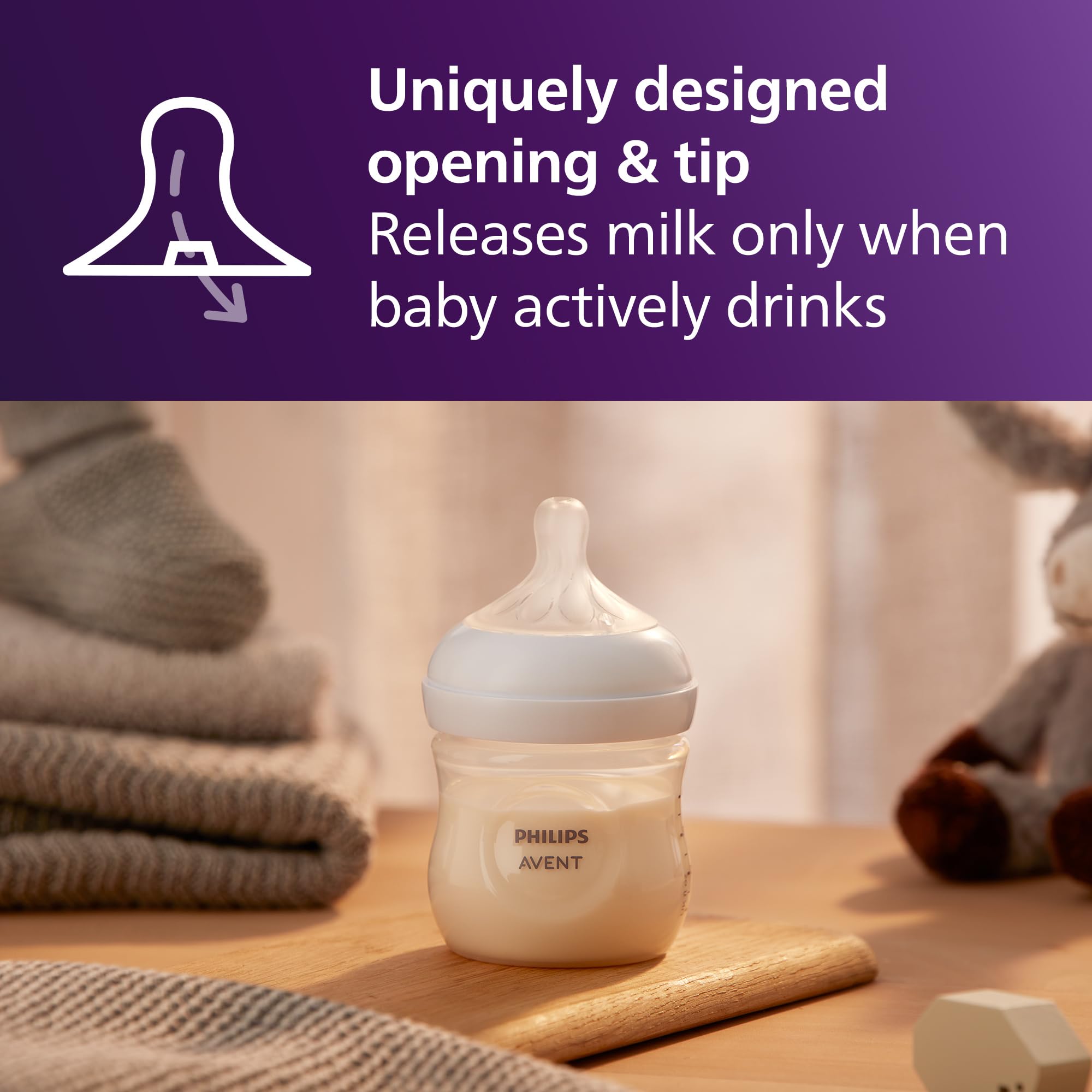 Philips Avent Natural Baby Bottles with Natural Response Nipples (Slow Flow