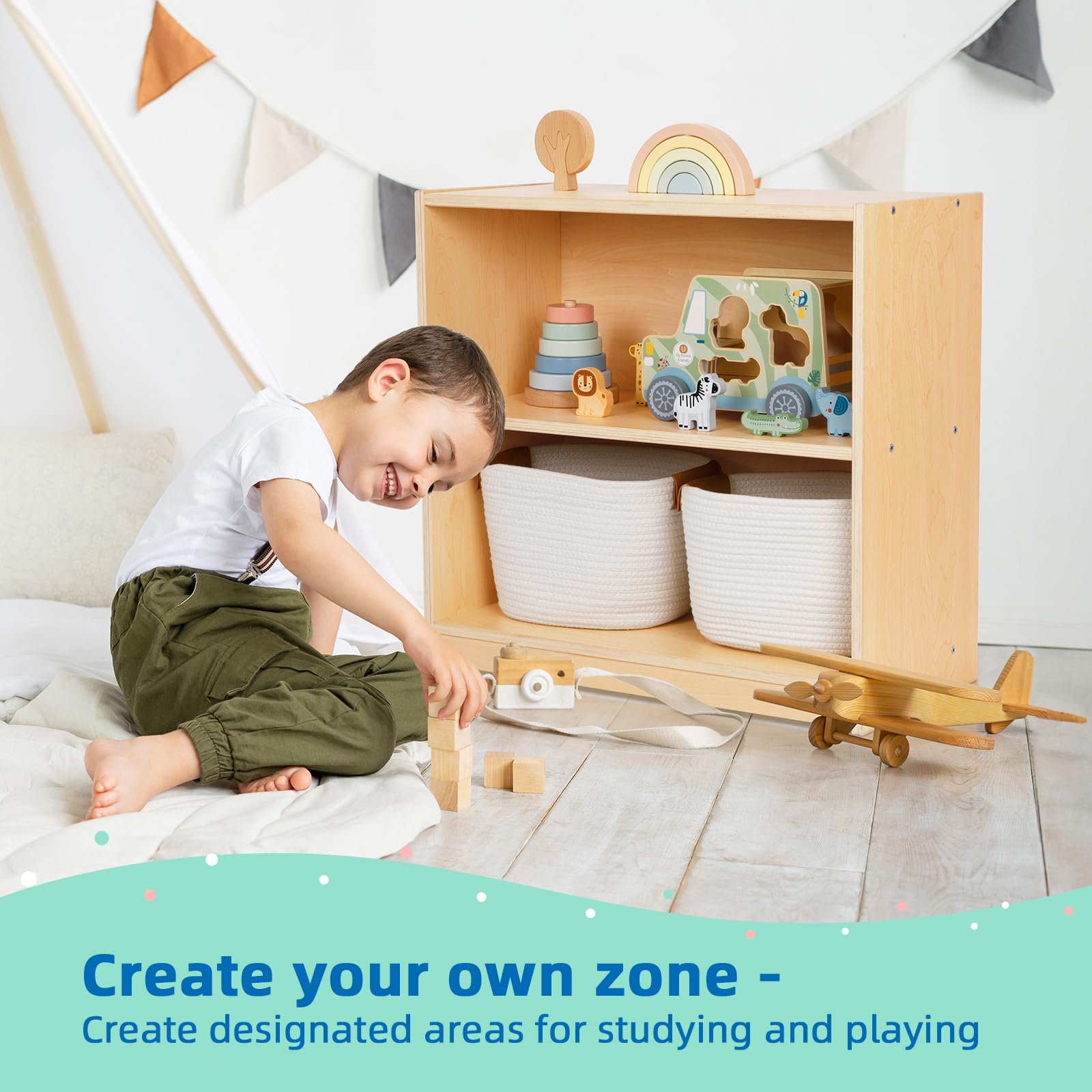 Montessori Wooden Storage Shelf for Kids