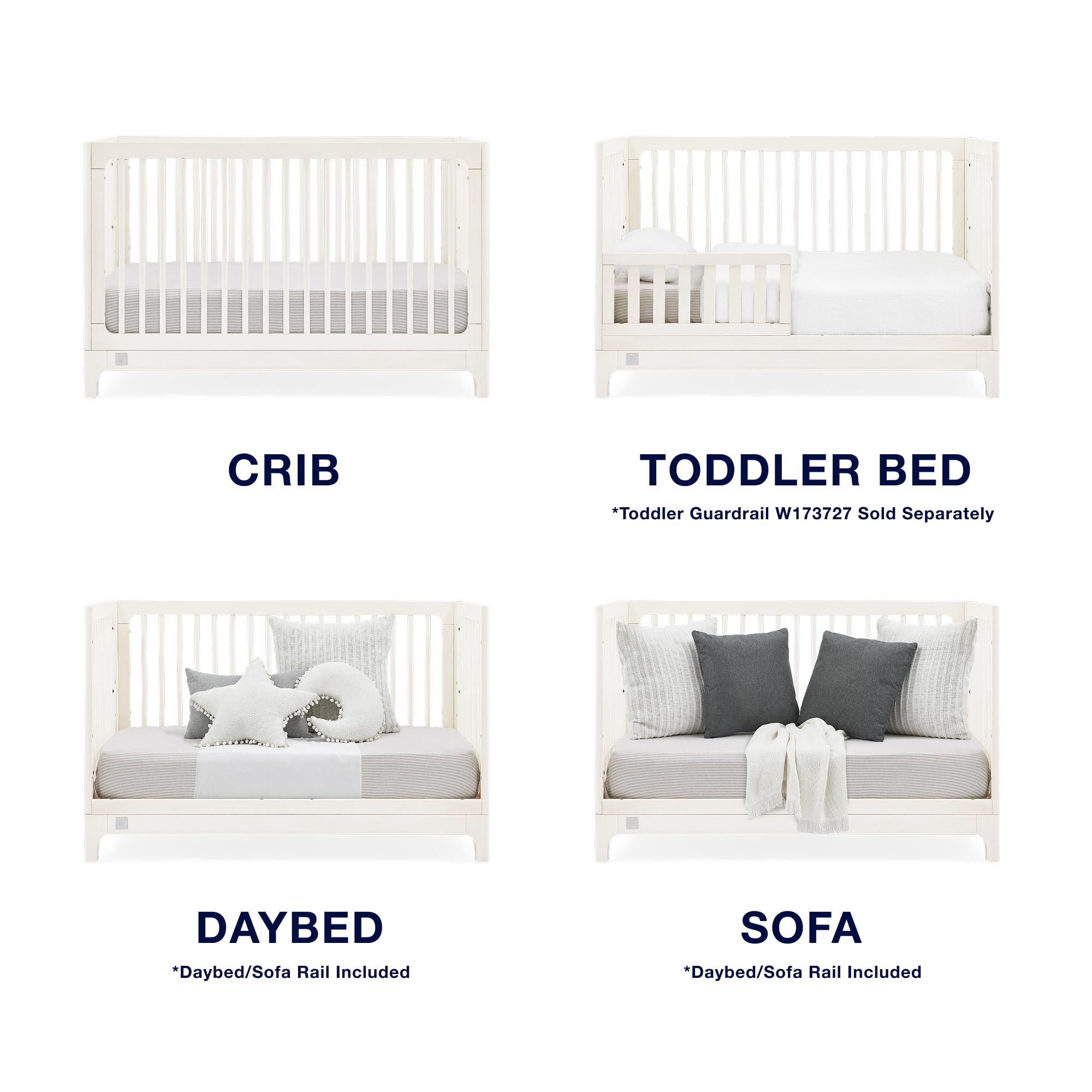 4-in-1 Convertible Crib with Adjustable Mattress Heights