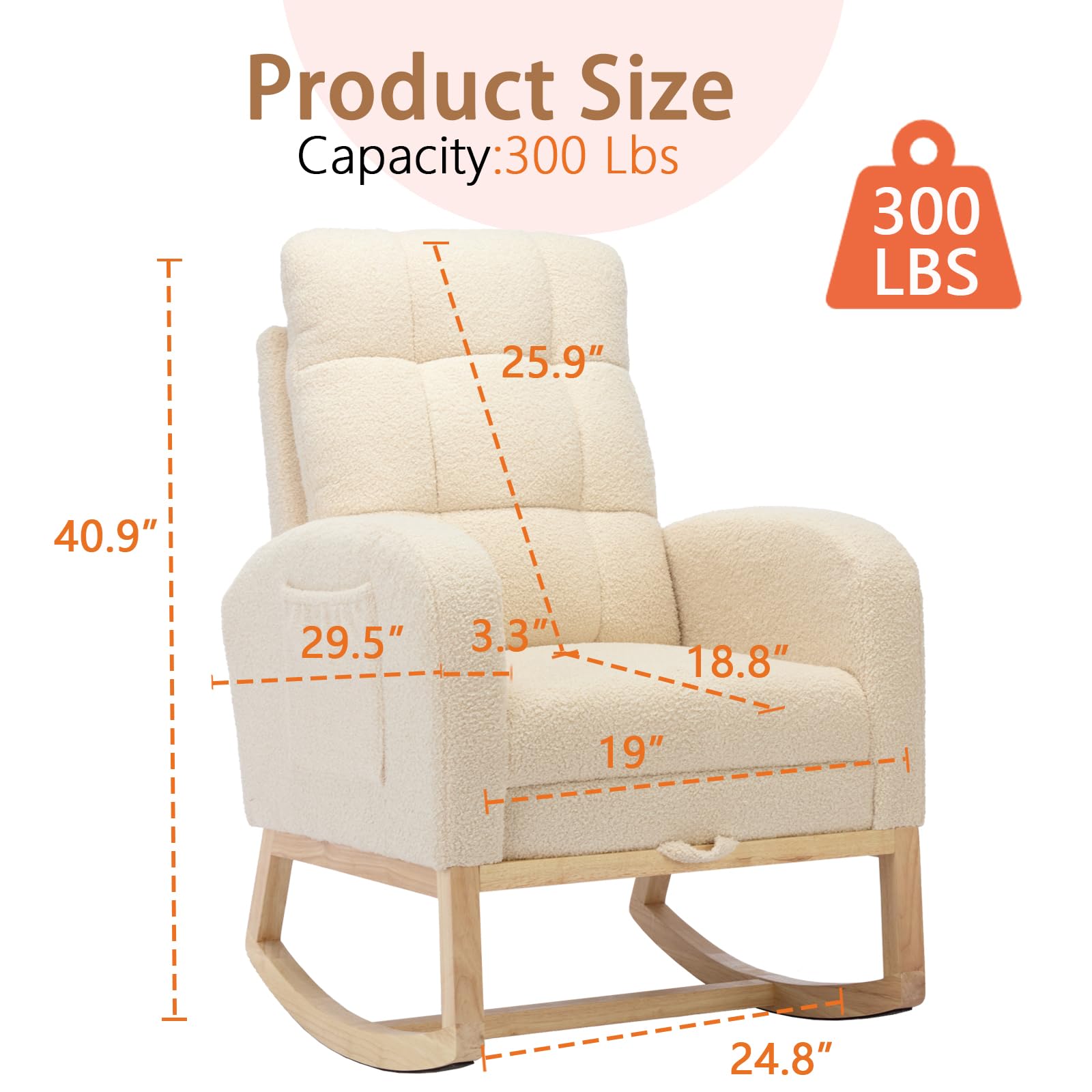 Modern Nursery Rocking Chair with Adjustable Footrest