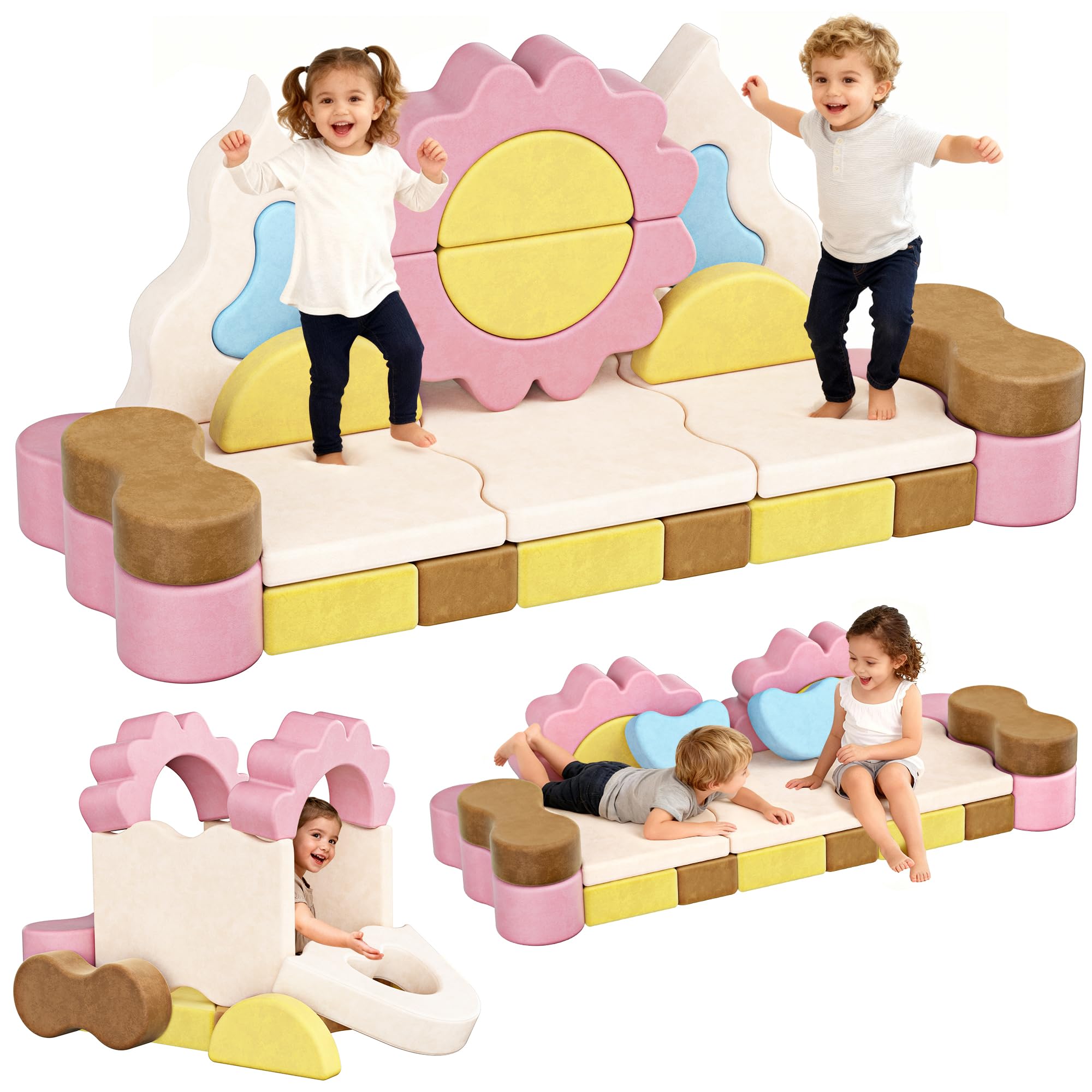 Modular Kids Play Couch - Flower Theme