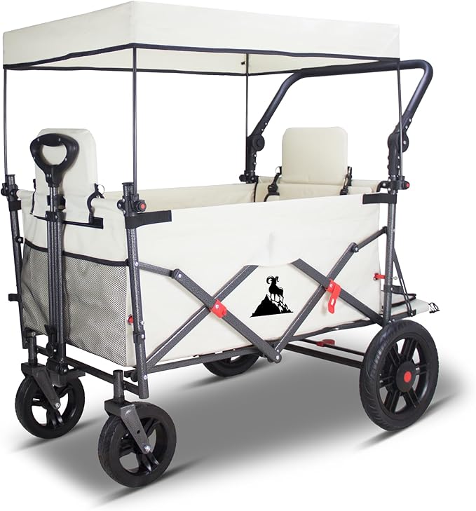 Collapsible Foldable Wagon Cart with Quick-Release Wheels & 2 Seats