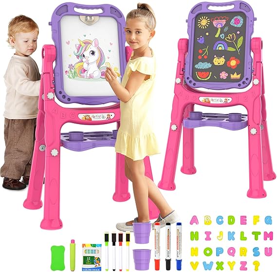 for Kids, Adjustable Standing Rotatable Double Sided Easel