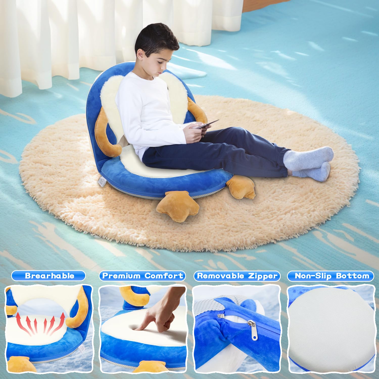 Penguin Floor Chair Kids Adjustable Back Support
